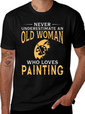 Old Woman Painting Lover Graphic T-Shirt