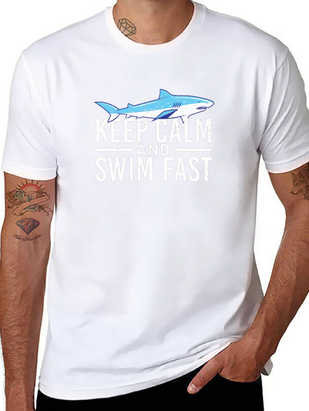 Keep Calm & Swim Fast Shark Graphic Tee