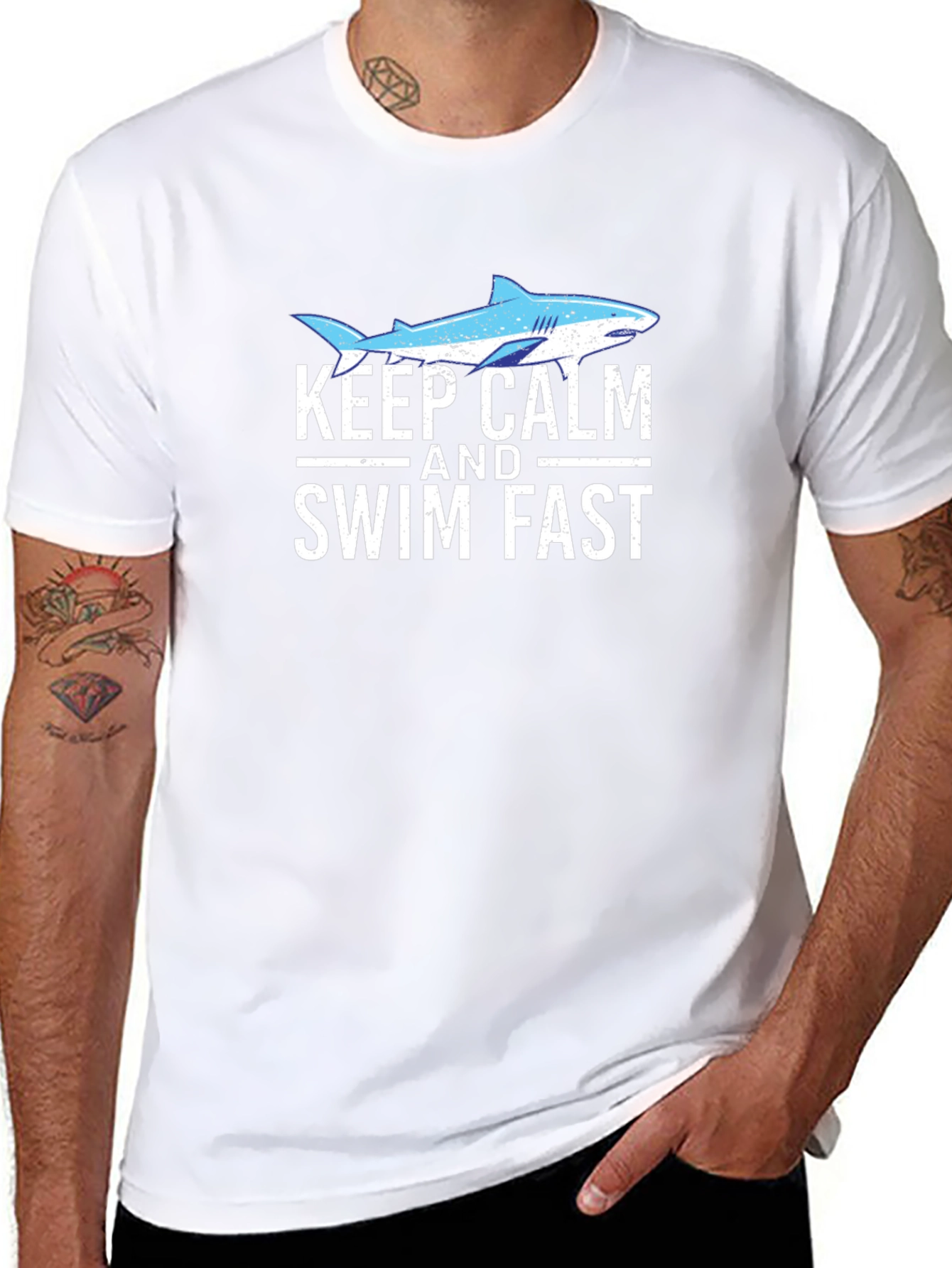Keep Calm & Swim Fast Shark Graphic Tee