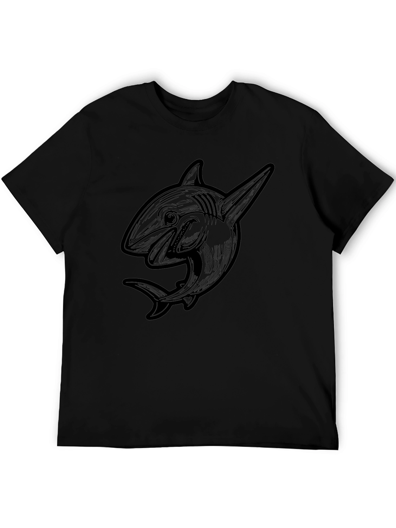 Mens Black Shark Graphic Tee - Cool Design