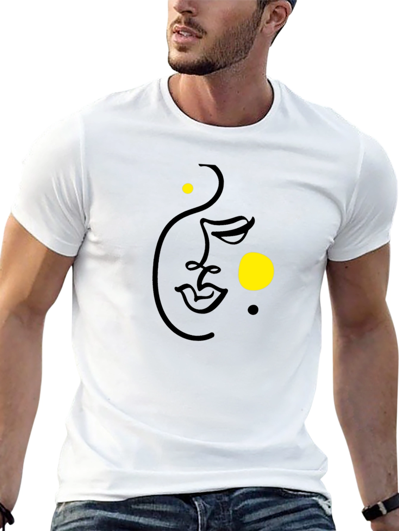 Abstract Face Black Graphic Tee