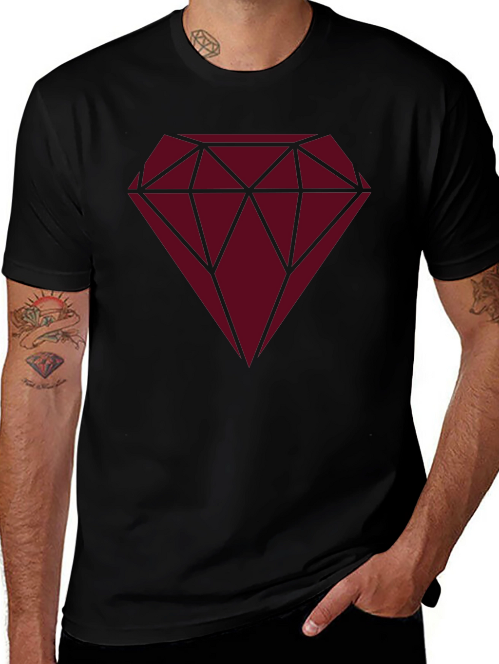 Diamond Graphic Print Black T-Shirt