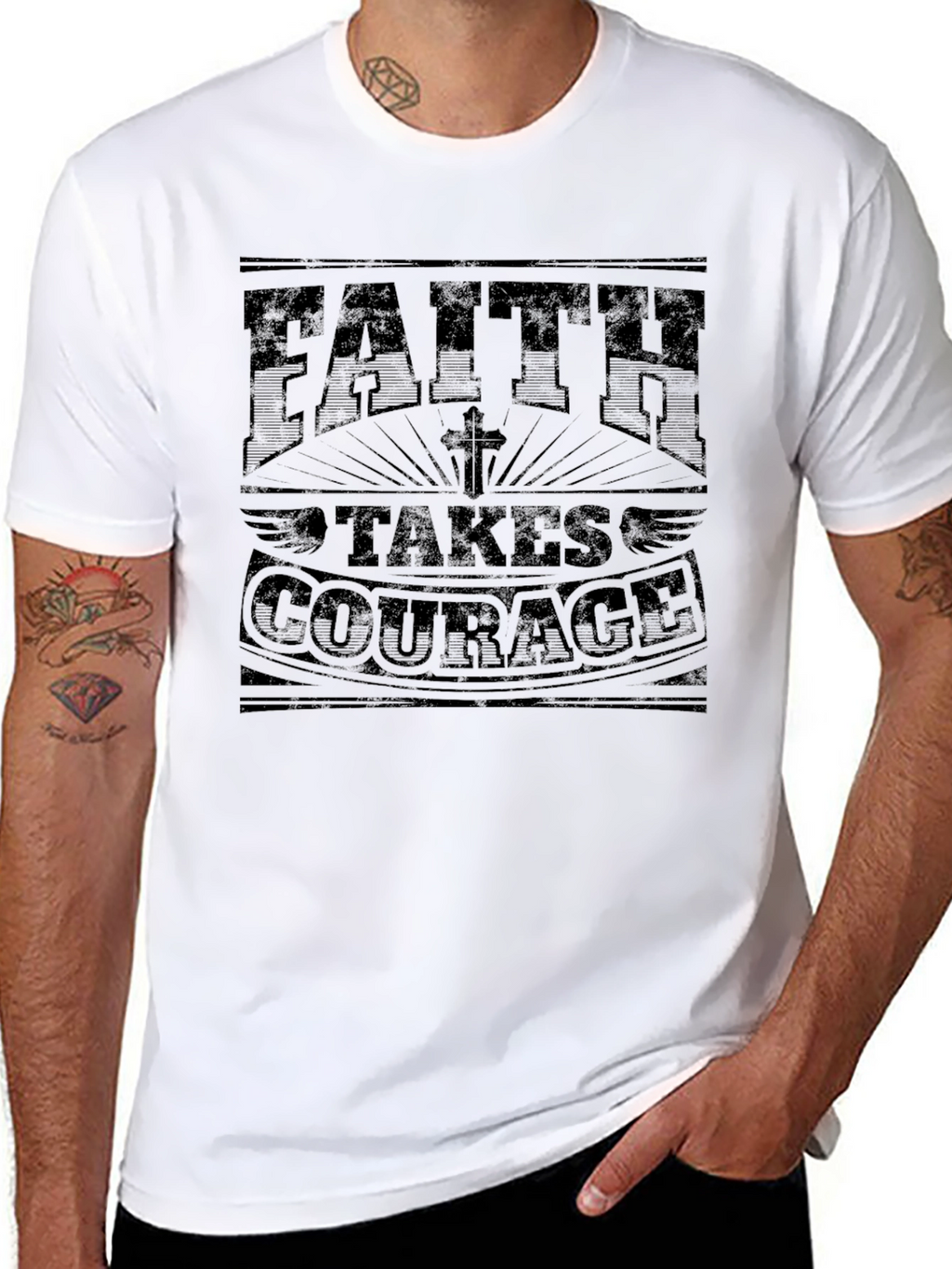Faith Takes Courage Graphic Tee - Classic Black