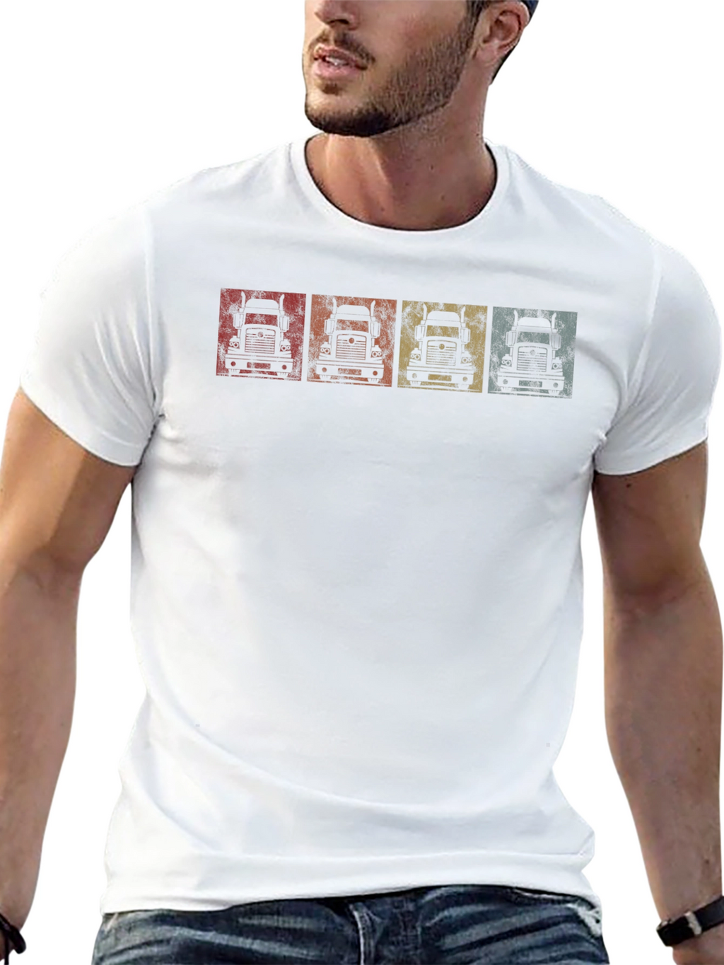 Retro Trucker Tee - Distressed Design