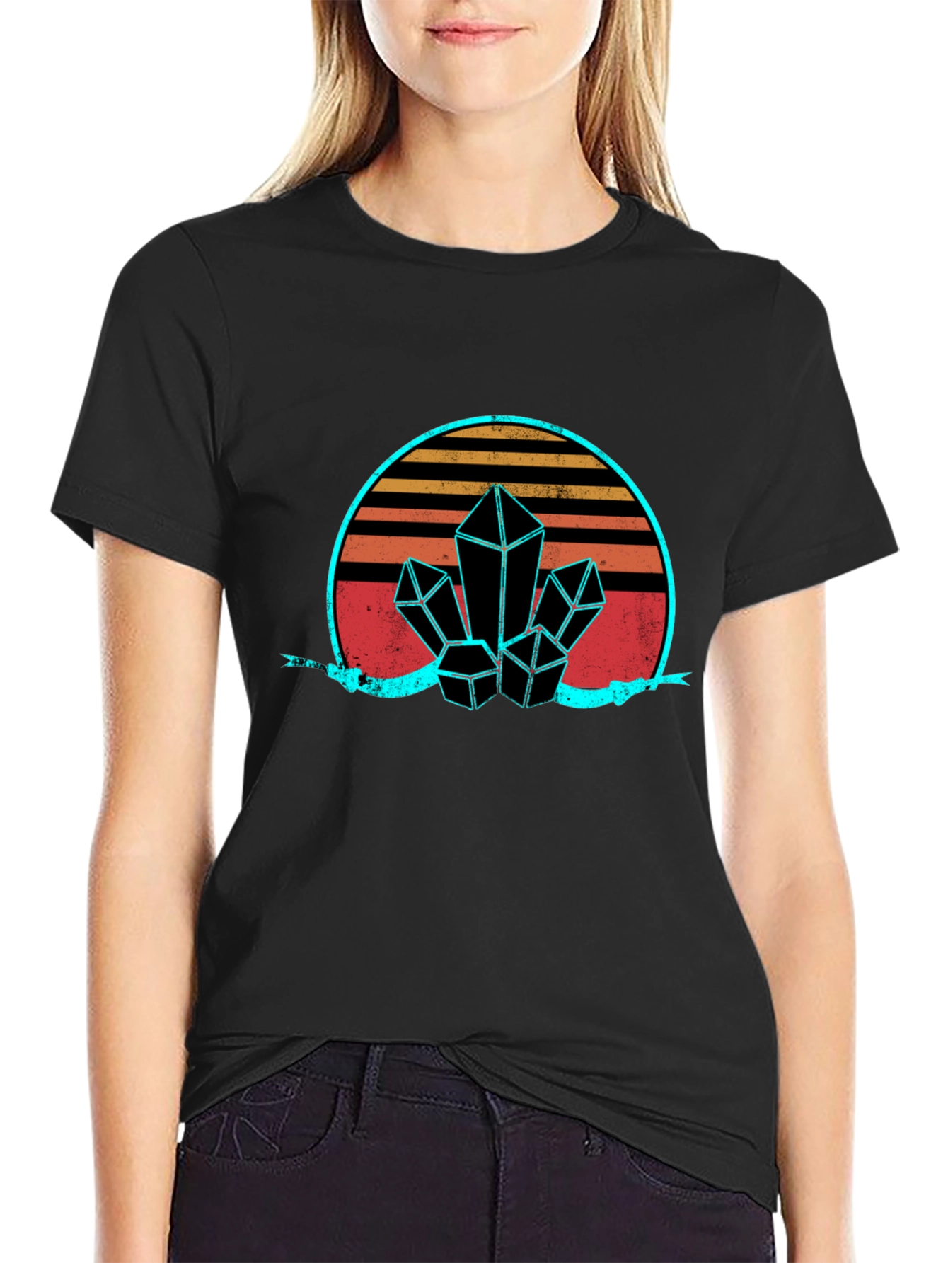 Retro Crystal Graphic Tee - Black
