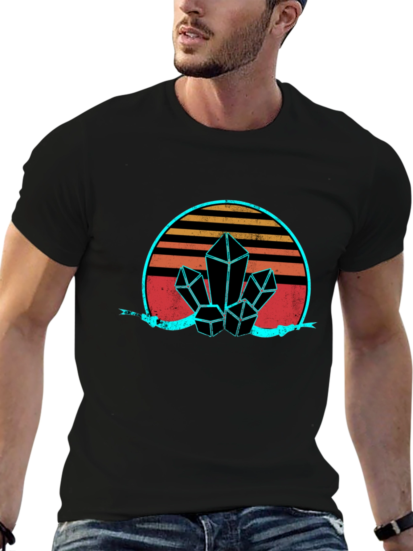 Retro Crystal Graphic Tee - Black