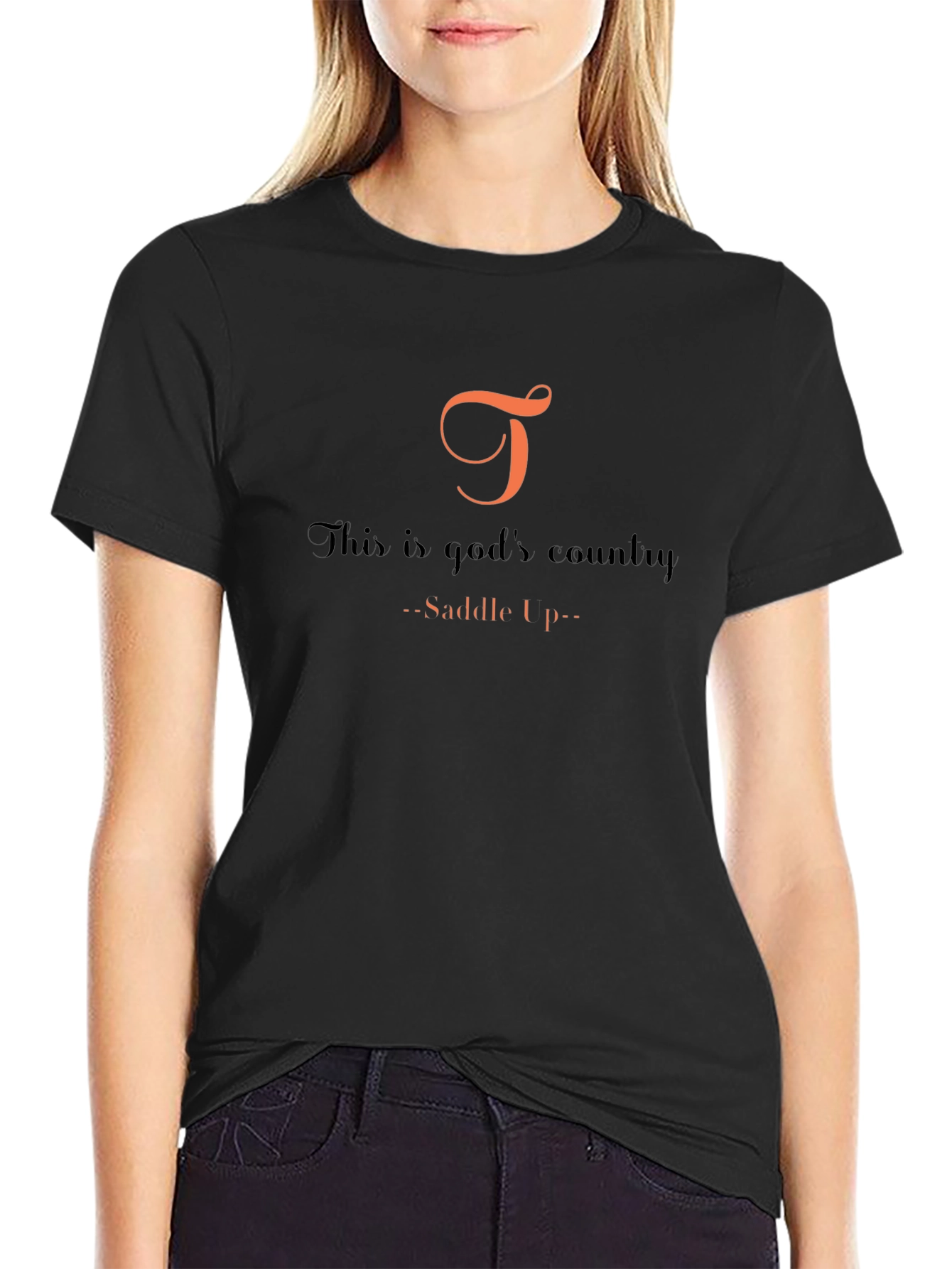 Gods Country Graphic Tee - Saddle Up Black Cotton