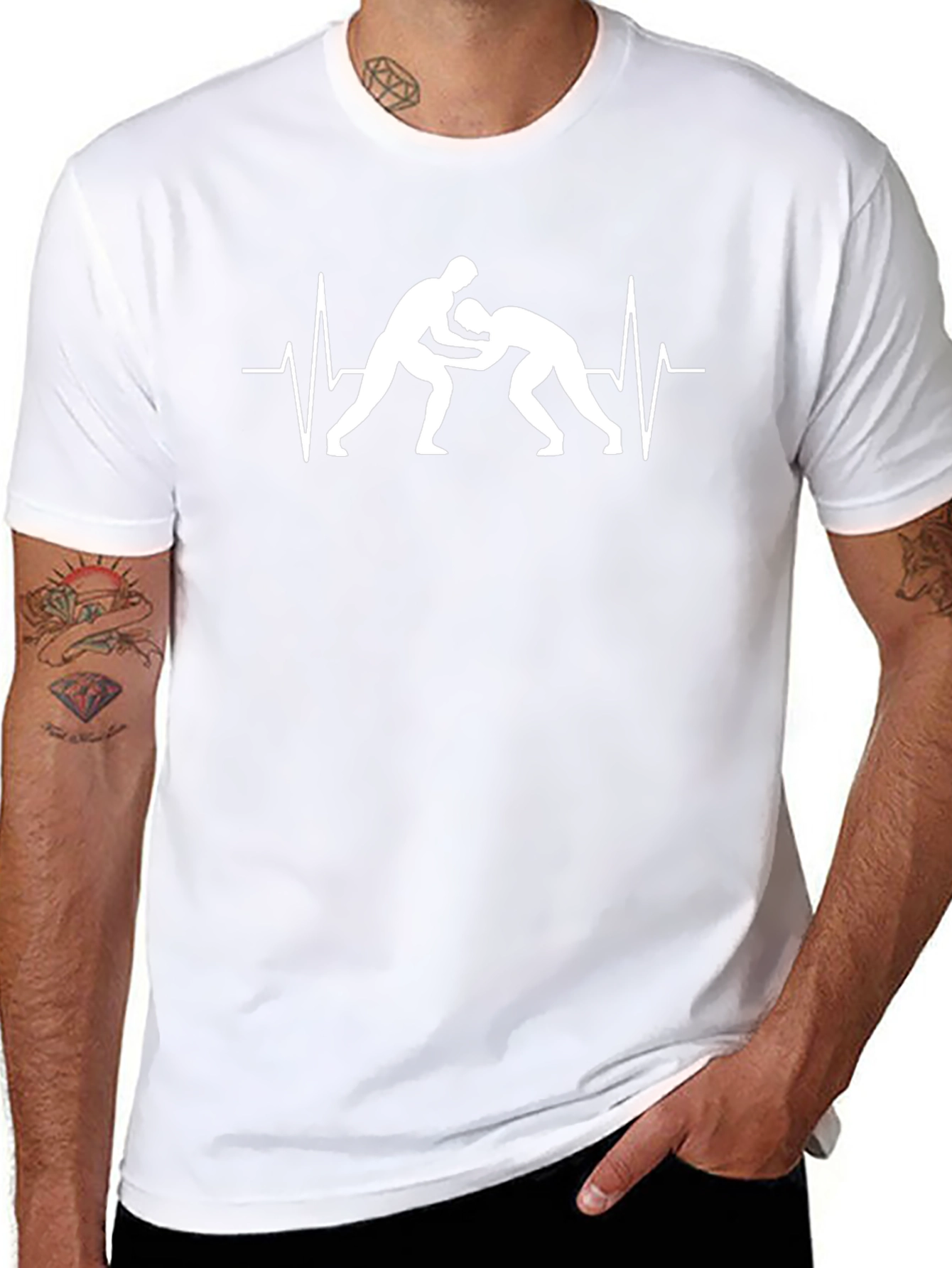 Wrestling Heartbeat T-Shirt - Black Graphic Tee