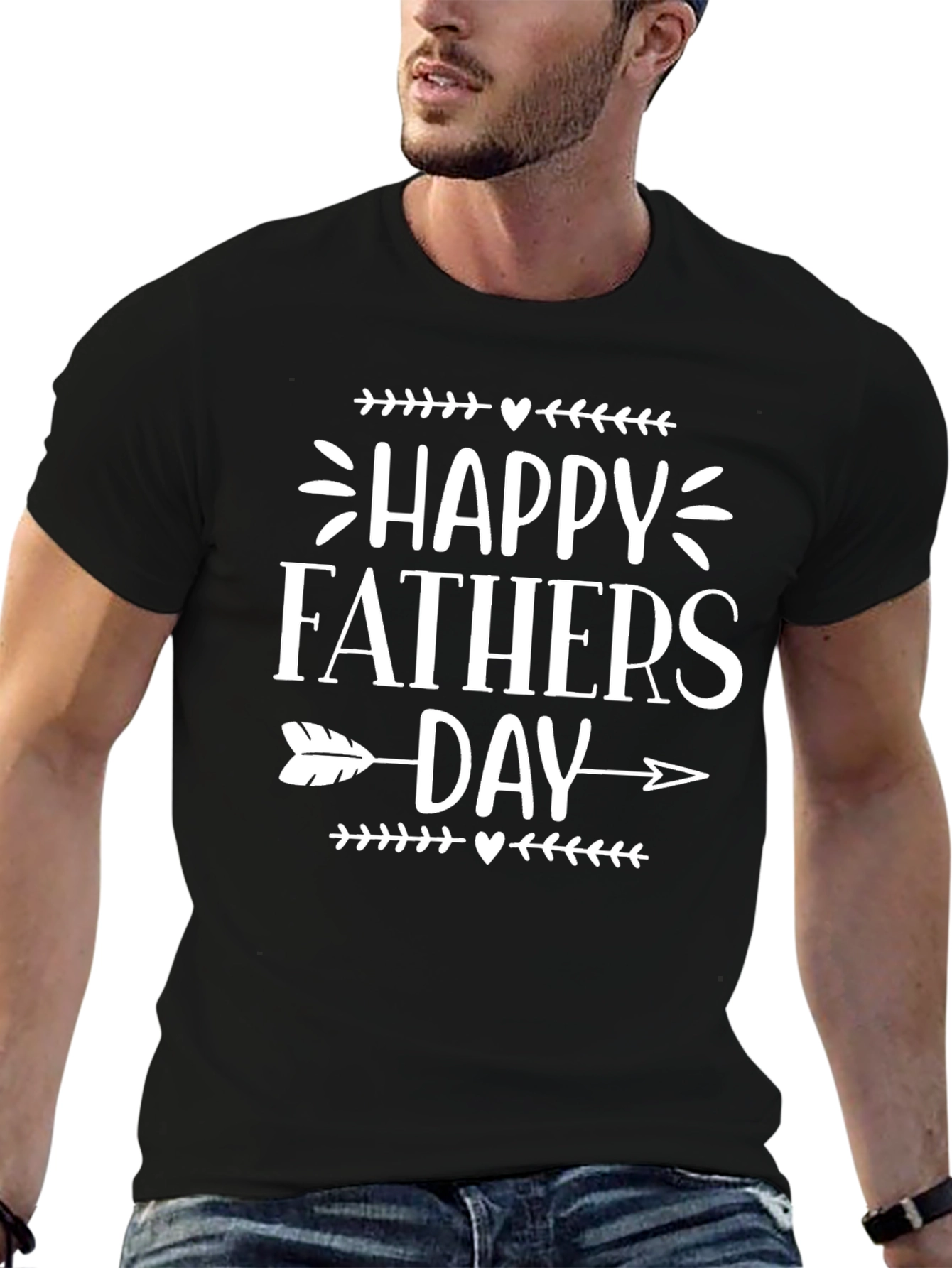 Happy Fathers Day Black Graphic T-Shirt