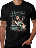 Rockabilly Girl & Hot Rod Graphic T-Shirt