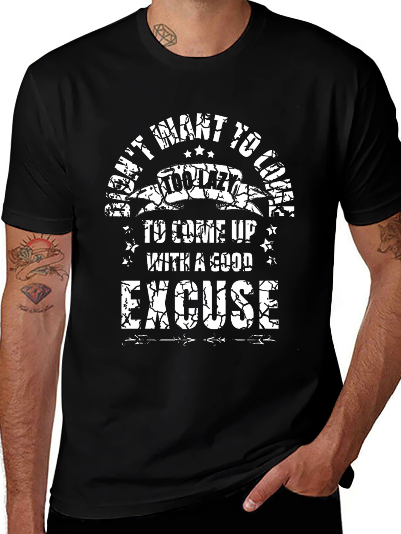 Funny Too Lazy Excuse T-Shirt - Mens Graphic Tee