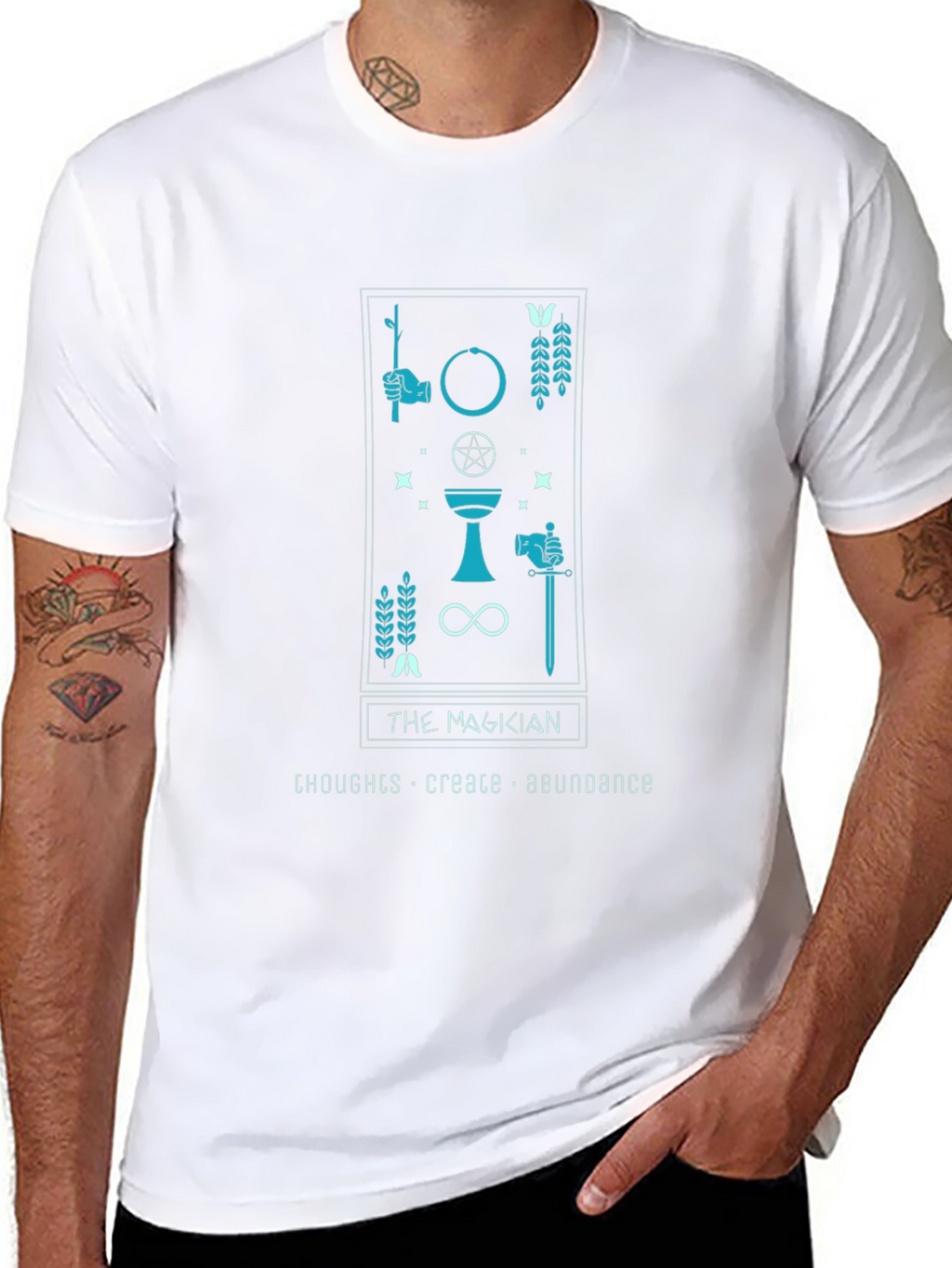 The Magician Tarot Card Black T-Shirt