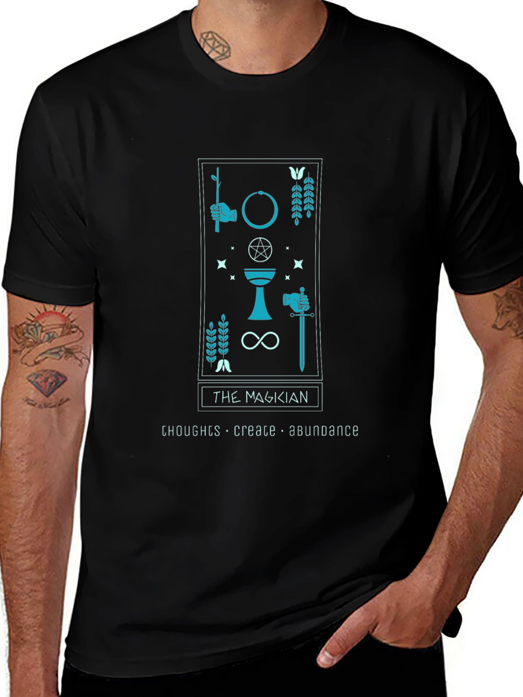 The Magician Tarot Card Black T-Shirt