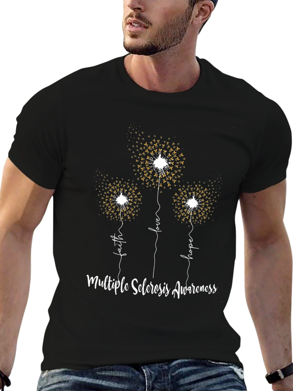 MS Awareness Dandelion Tee - Faith Love Hope