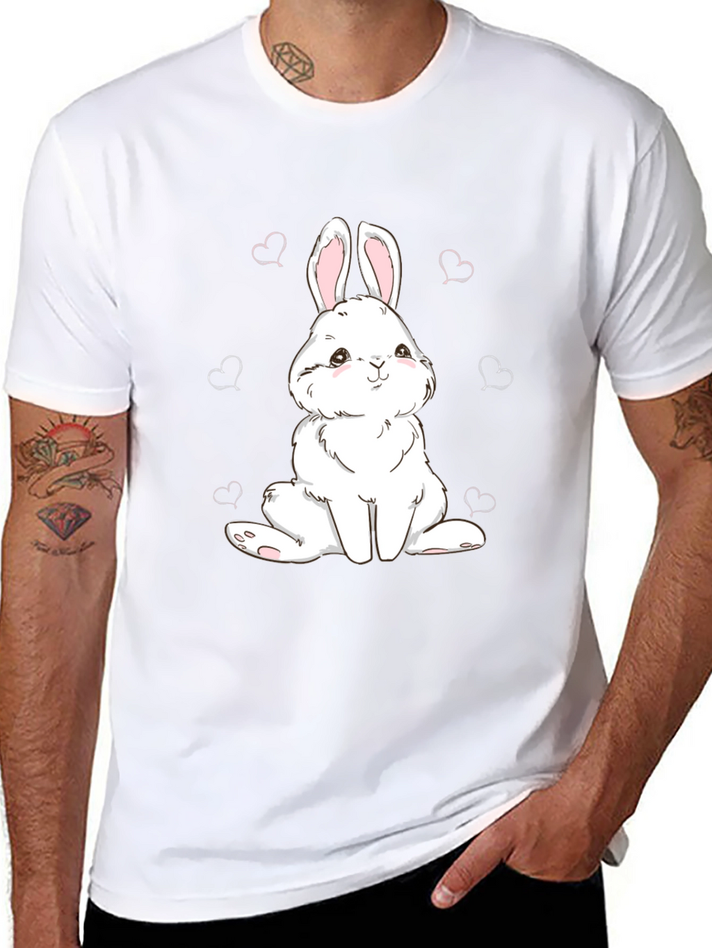 Cute Bunny Graphic Tee - Black Cotton Comfort
