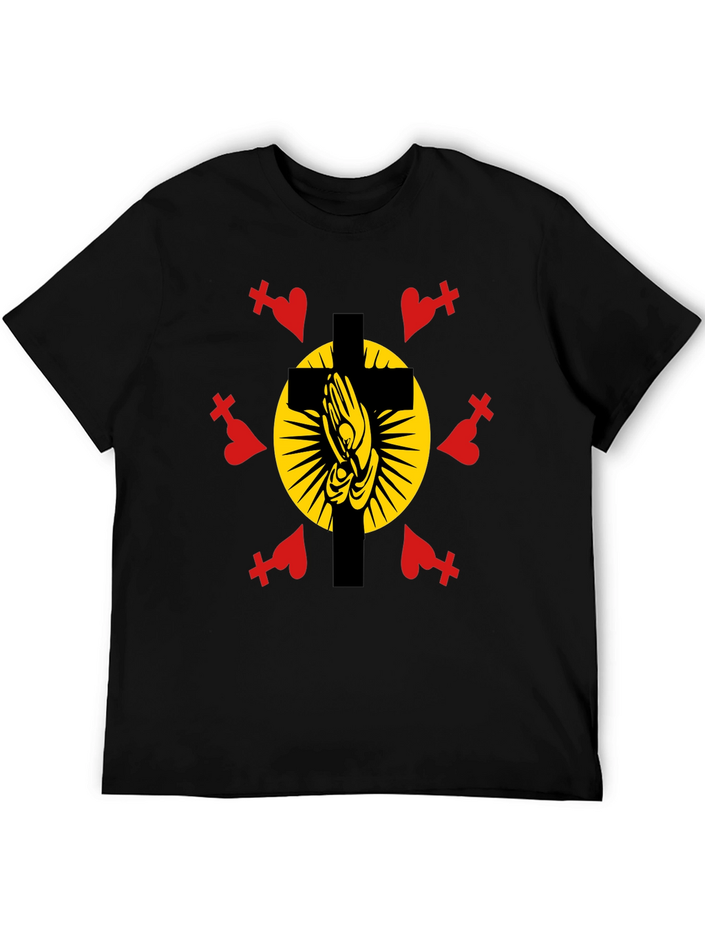 Praying Hands Cross Graphic T-Shirt
