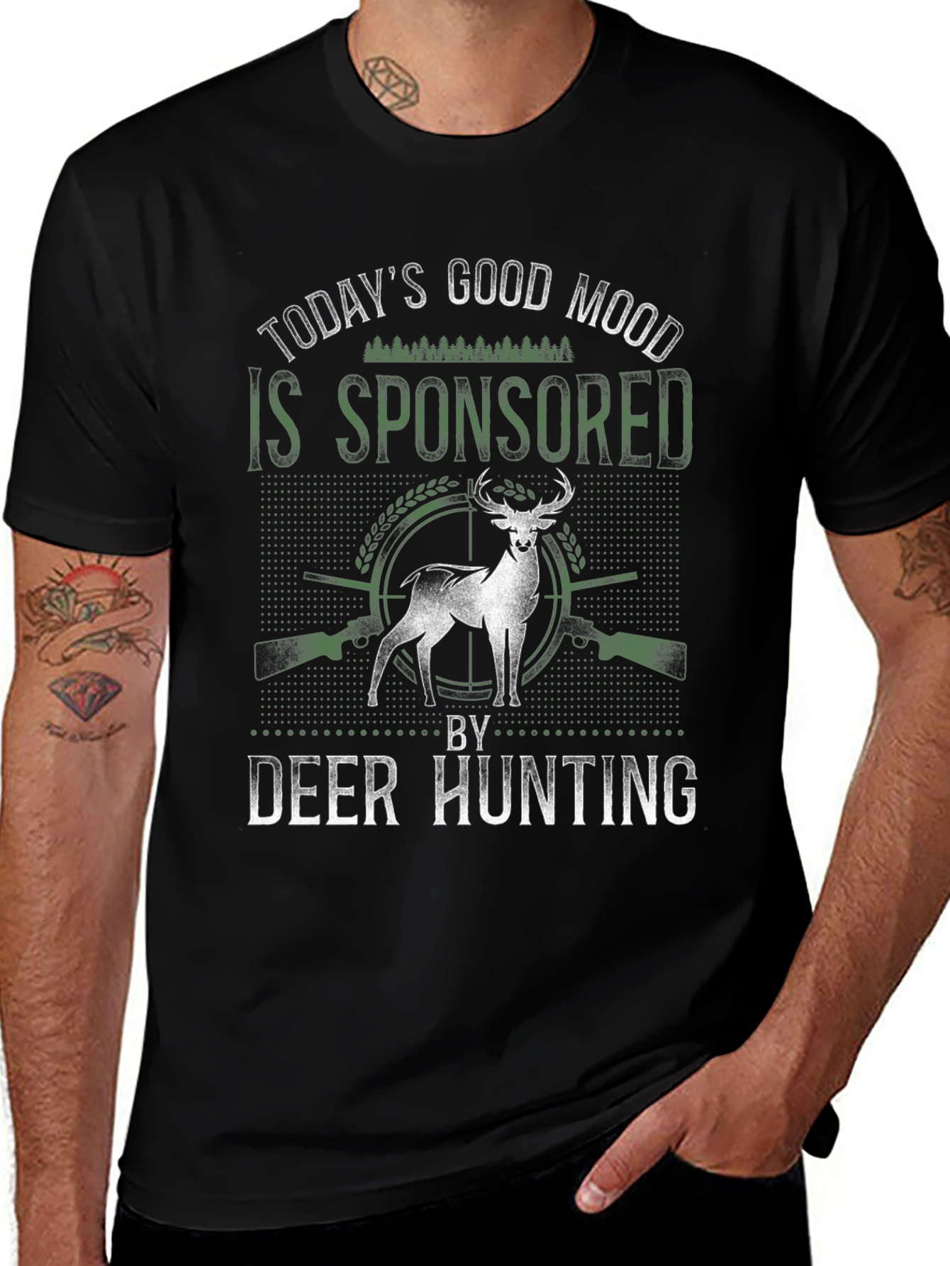 Deer Hunting Sponsored Good Mood Graphic Tee