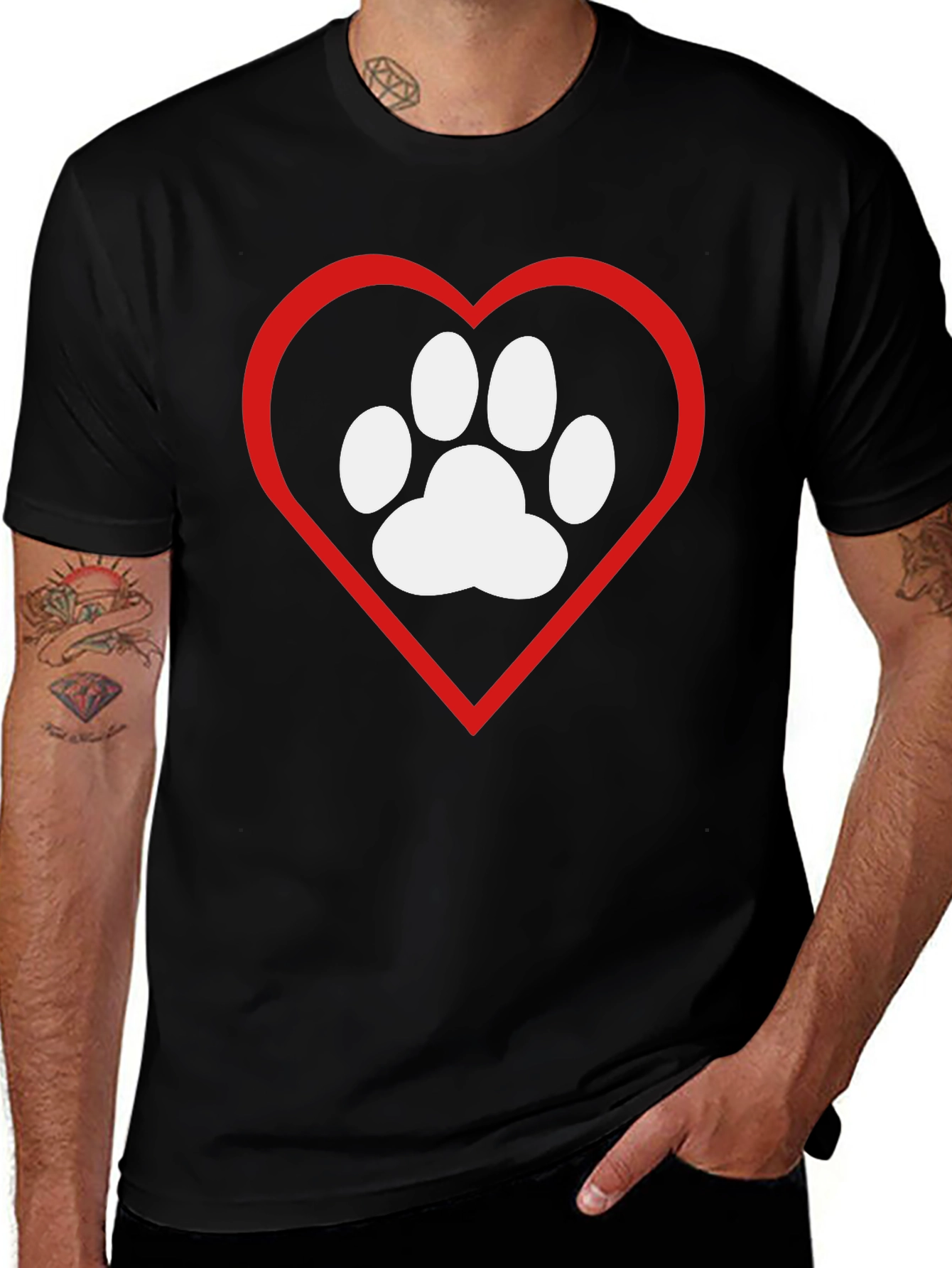Dog Paw Heart T-Shirt - Pet Lover Tee