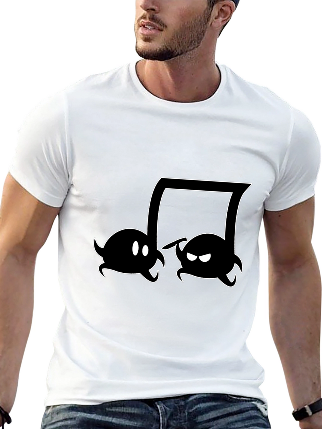 Music Note Boo Ghost Black T-Shirt