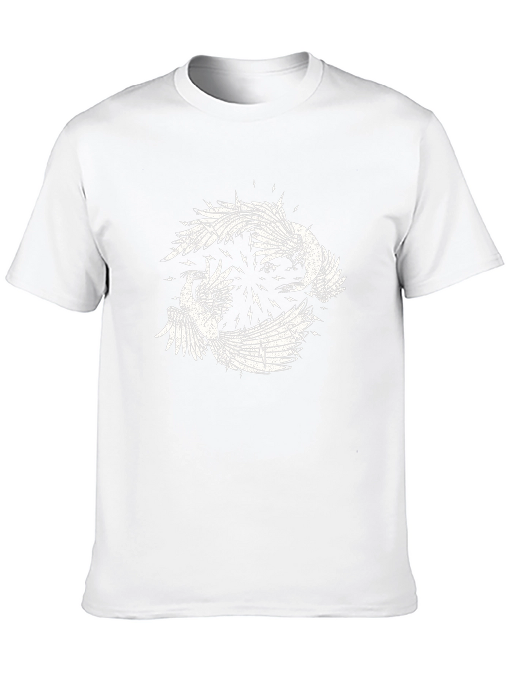 Black Graphic Tee with Bird Design