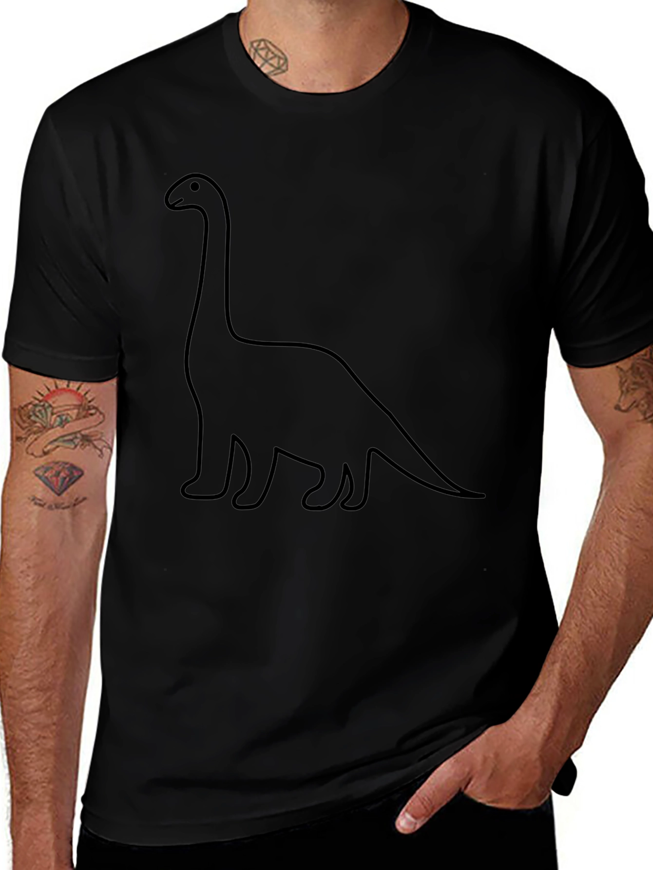 Dino Outline Graphic Tee - Classic Black T-Shirt