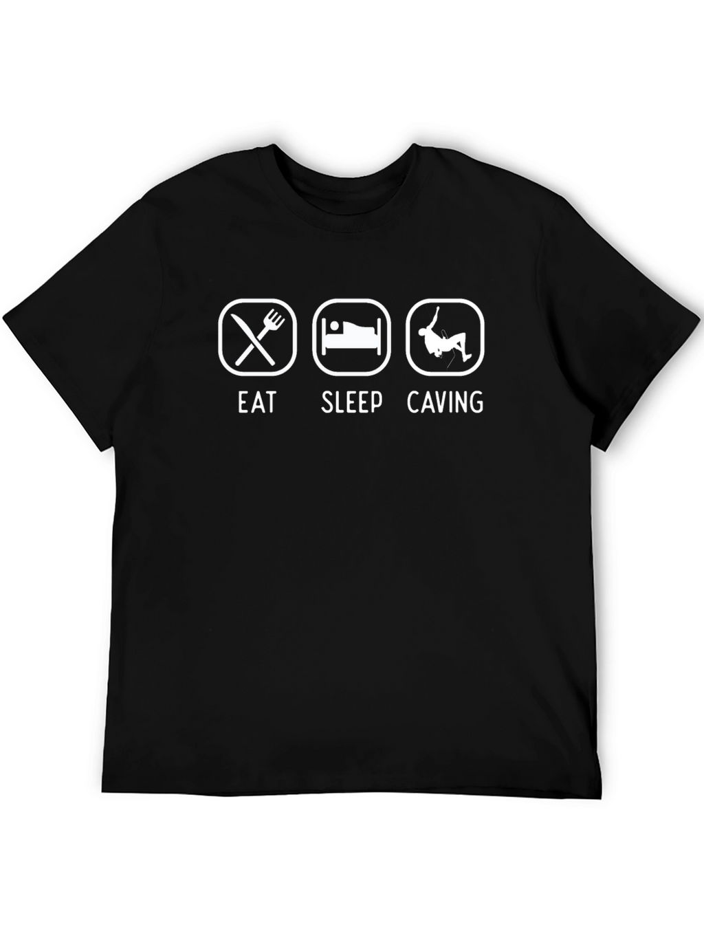 Eat Sleep Caving Black T-Shirt - Adventure Apparel