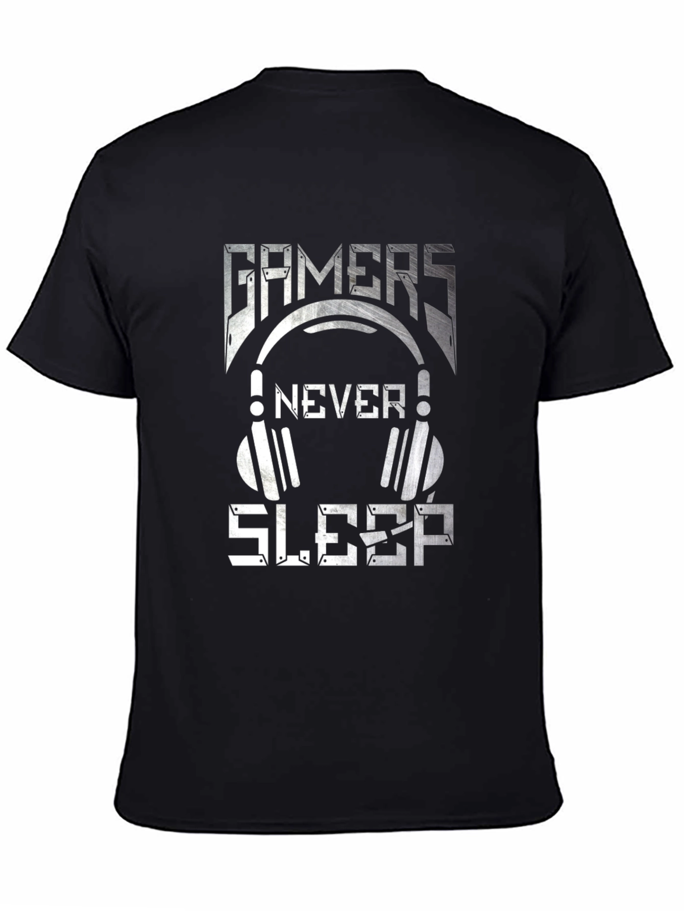 Gamers Never Sleep Graphic Tee - Black Cotton T-Shirt