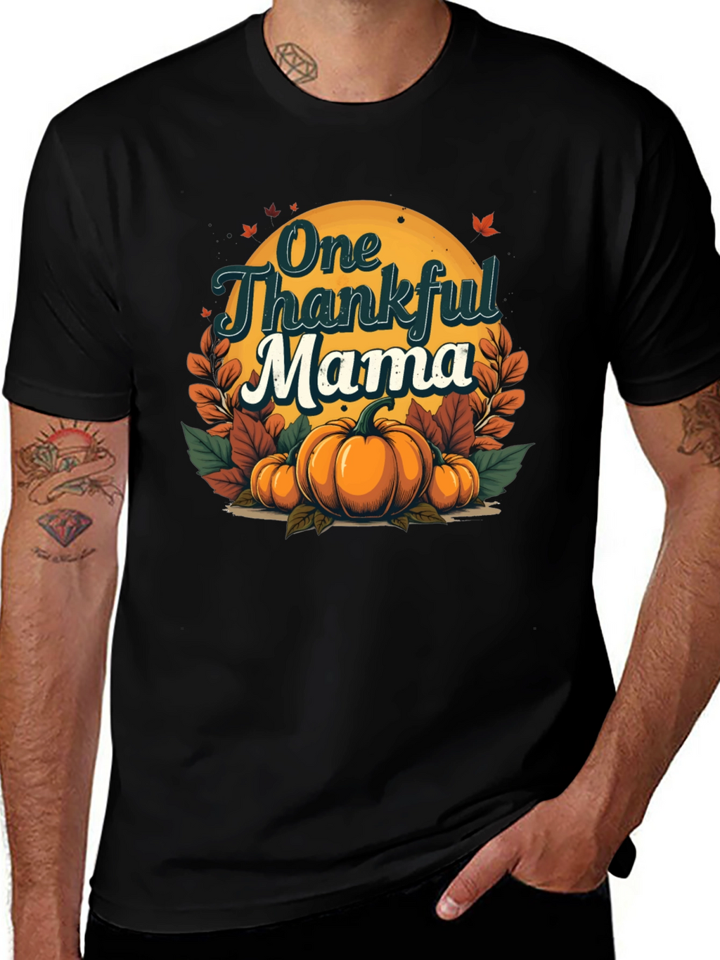 One Thankful Mama Pumpkin Fall T-Shirt