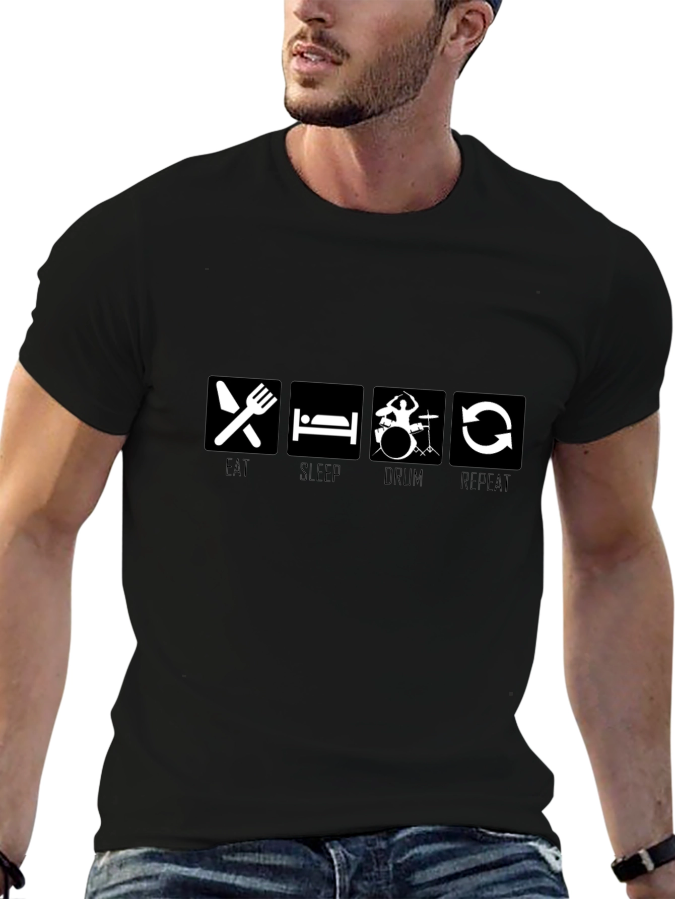 Eat Sleep Drum Repeat Black Graphic Tee