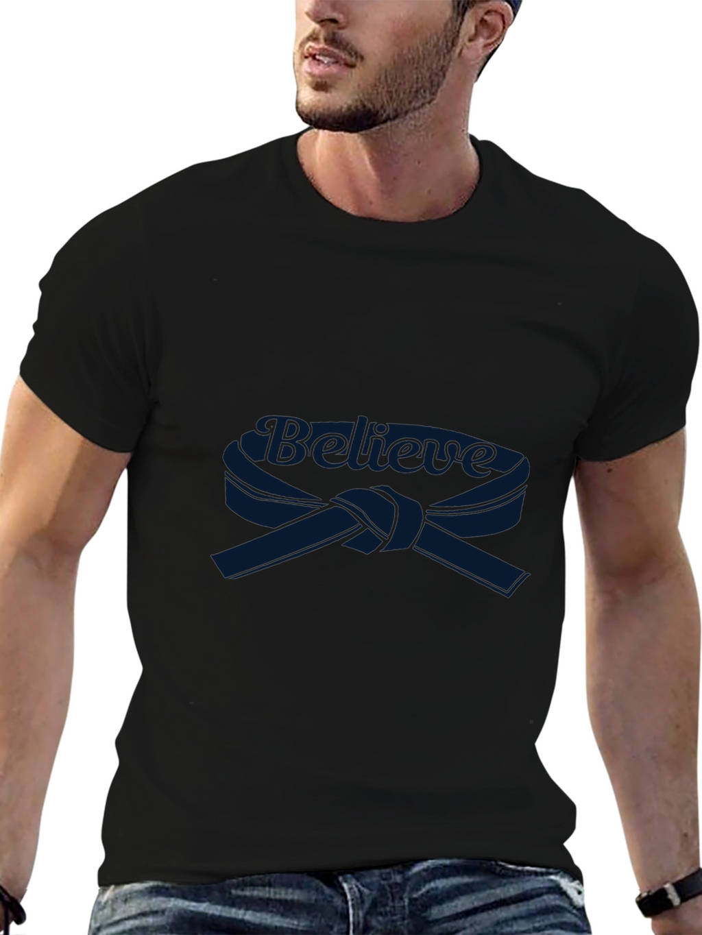 Believe Karate Belt Graphic Black T-Shirt