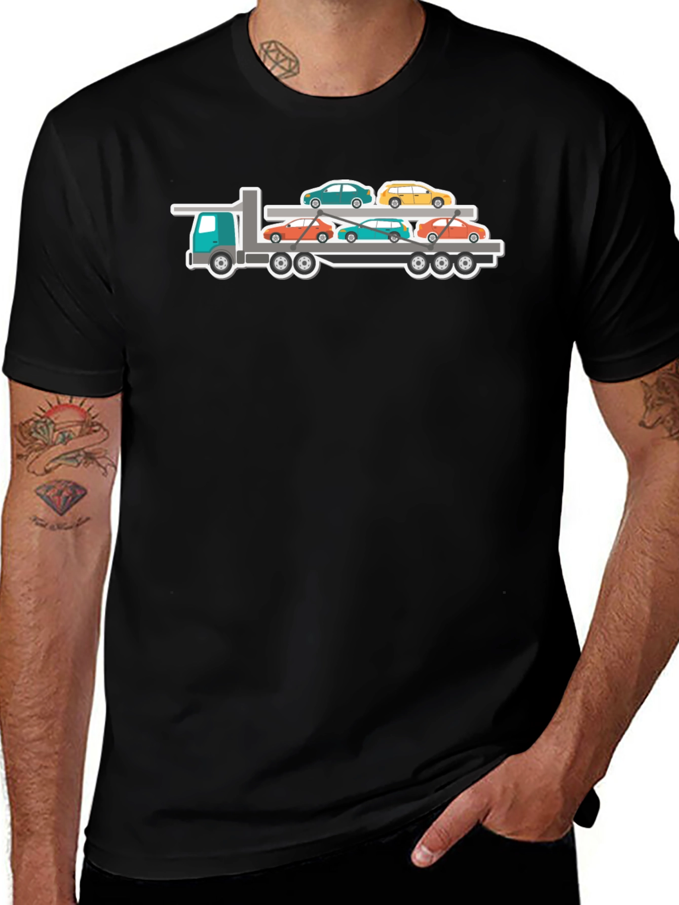 Truck Carrying Cars Graphic T-Shirt