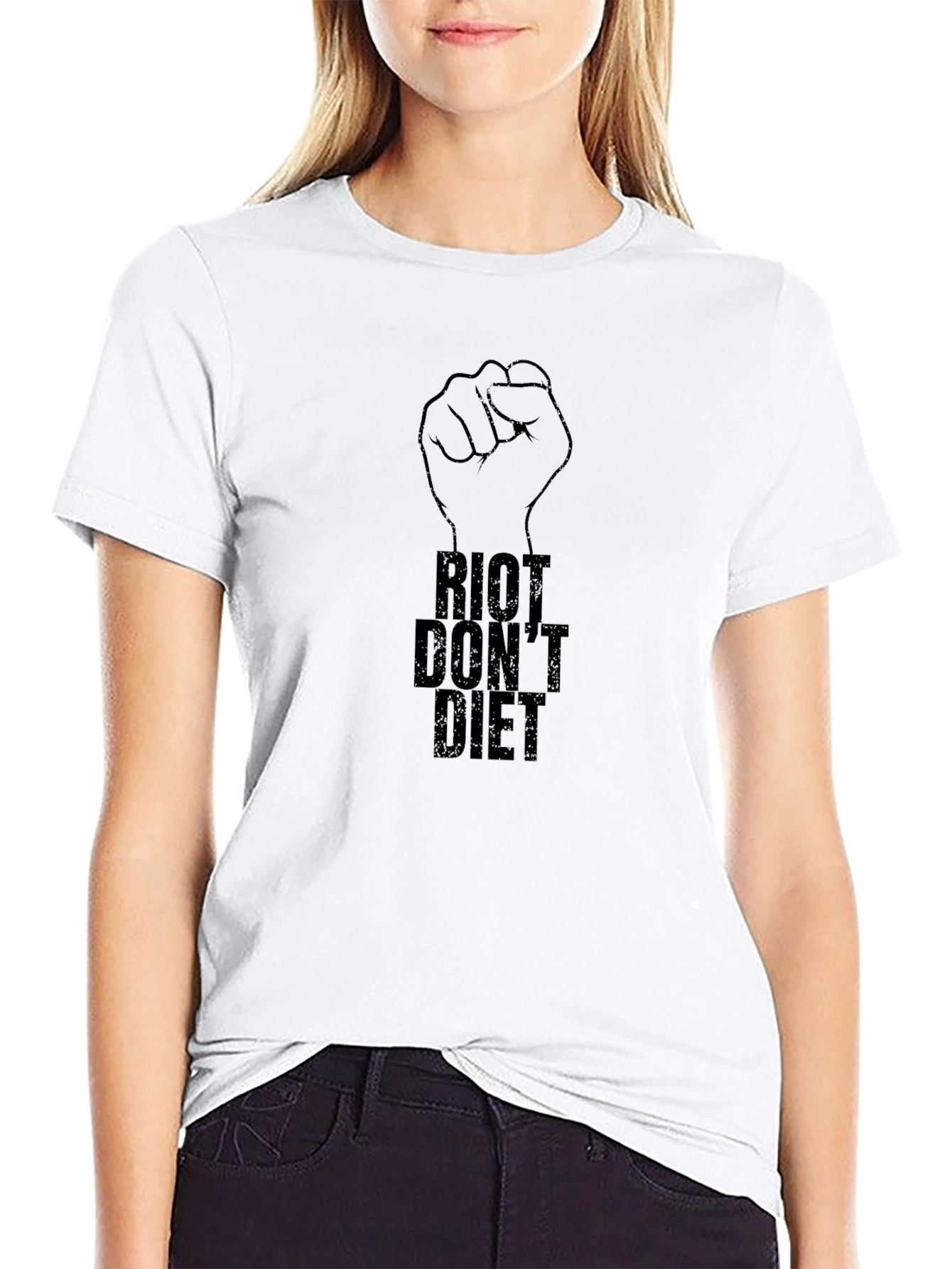 Riot Dont Diet Graphic T-Shirt - Black