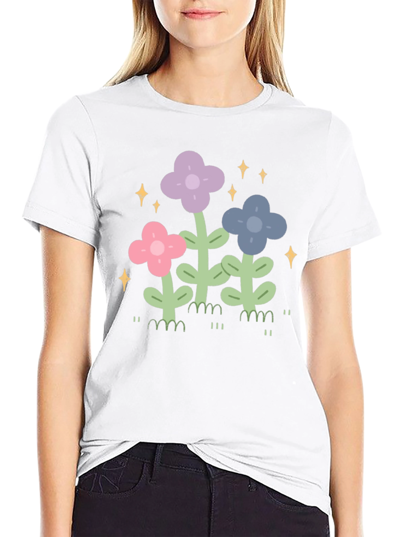 Floral Sparkle T-Shirt - Whimsical Garden Tee