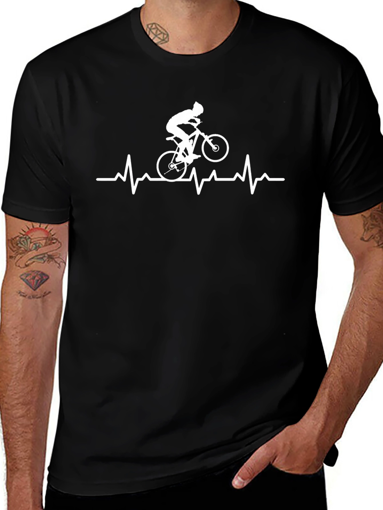 Cycling Heartbeat T-Shirt - Black