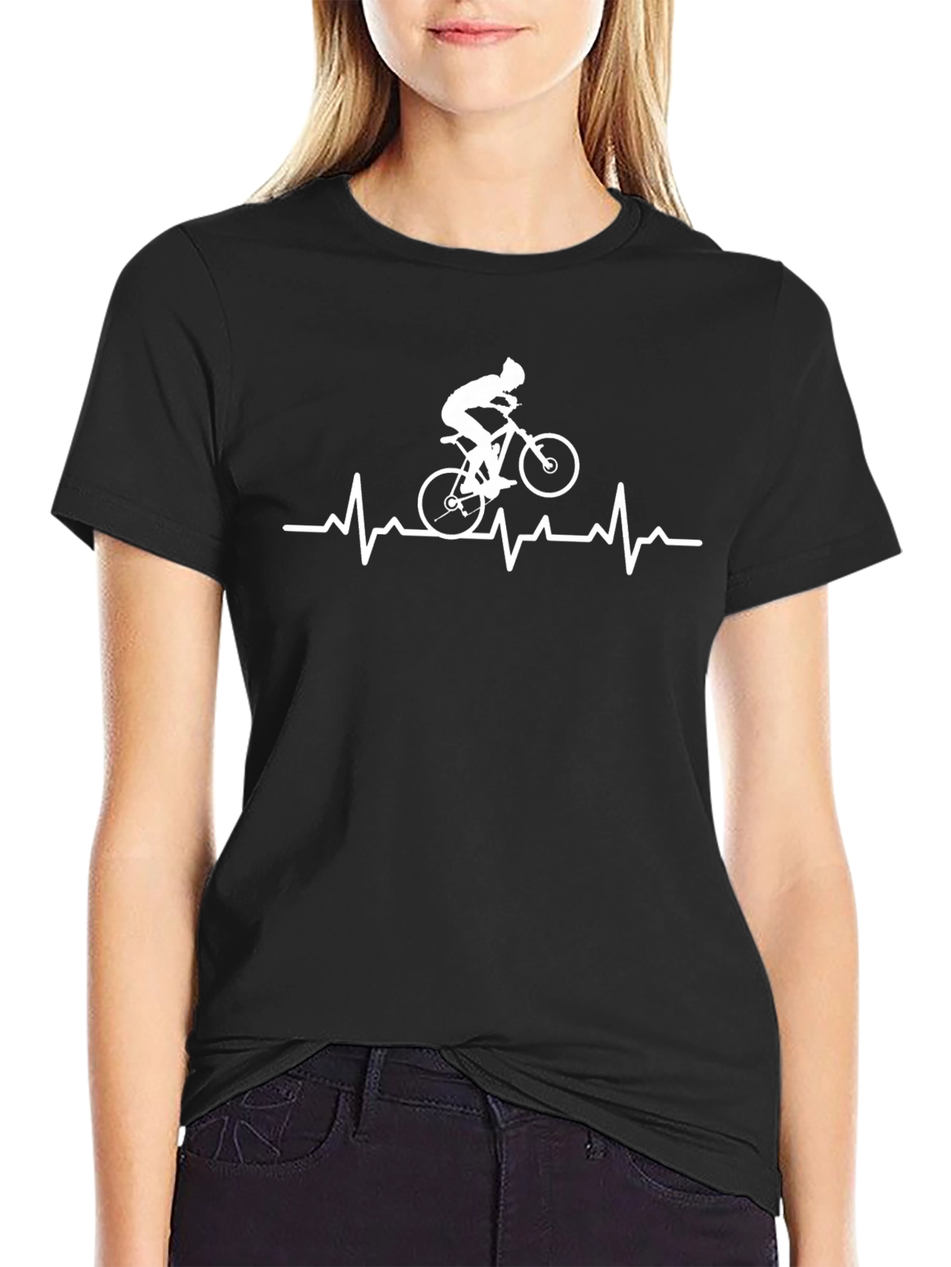 Cycling Heartbeat T-Shirt - Black