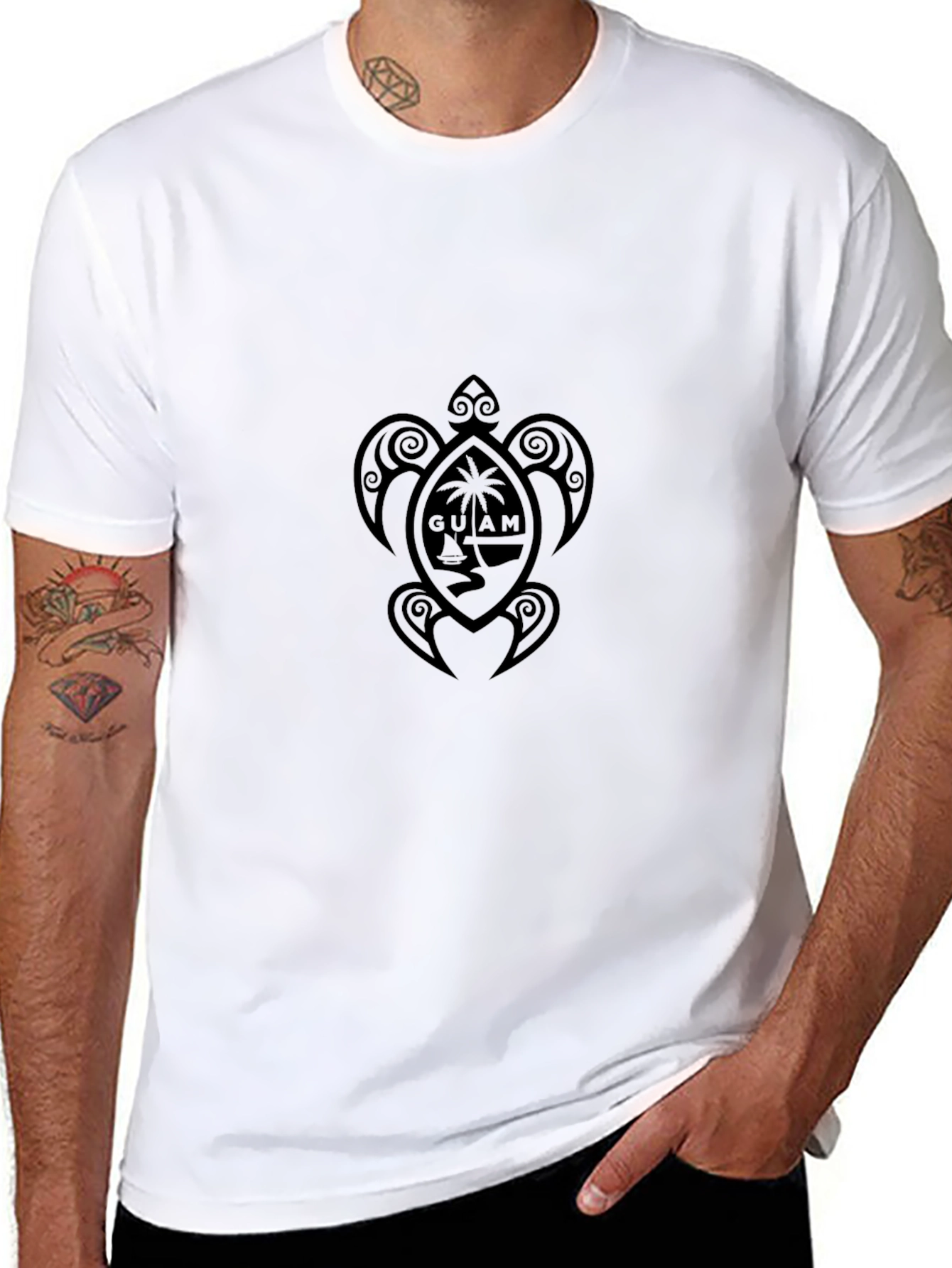 Mens Black Guam Turtle Graphic Tee