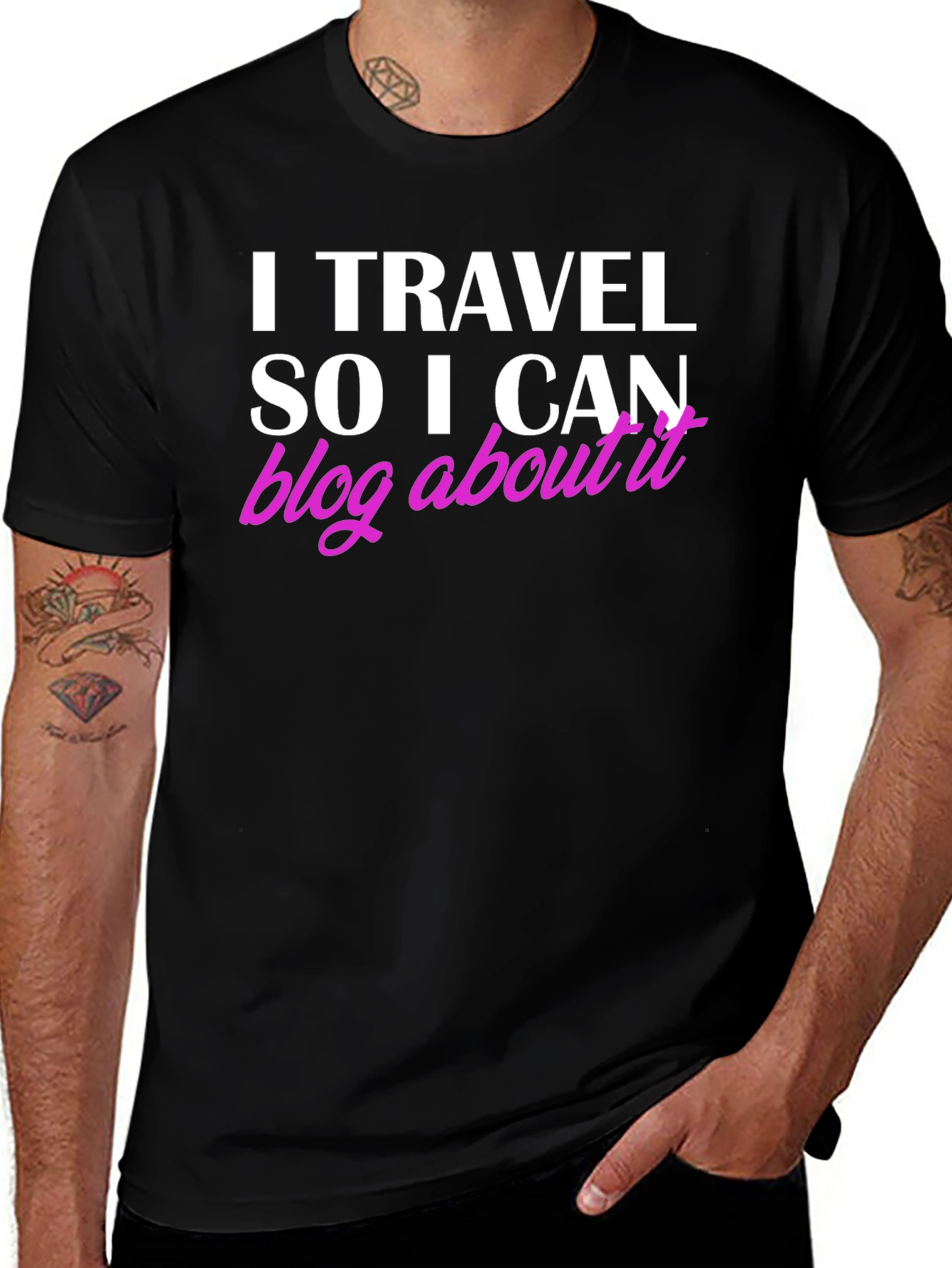 I Travel So I Can Blog About It Black T-Shirt