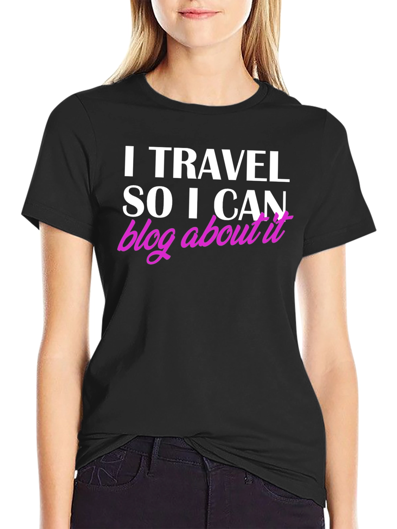 I Travel So I Can Blog About It Black T-Shirt