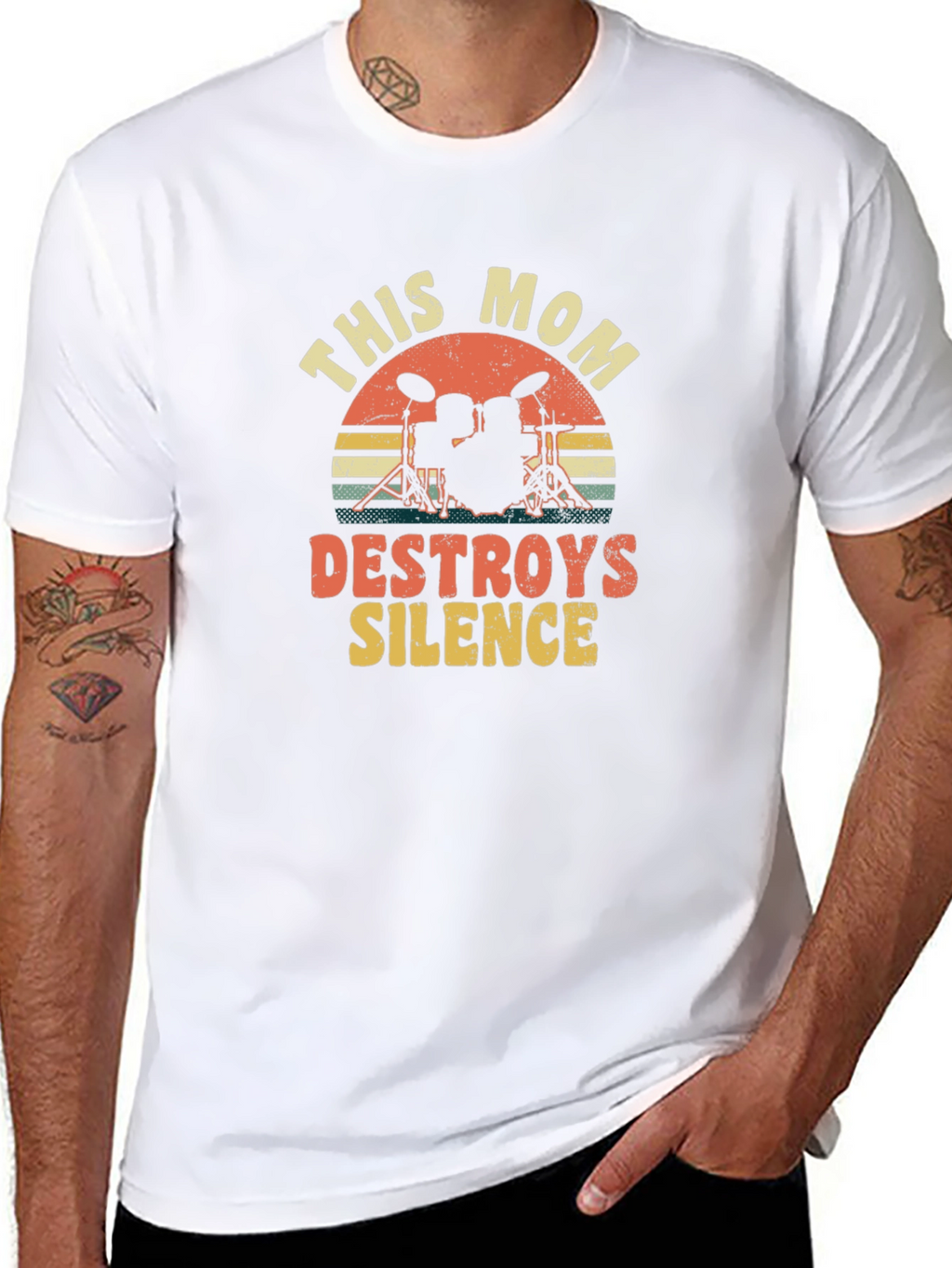 This Mom Destroys Silence Drummer T-Shirt