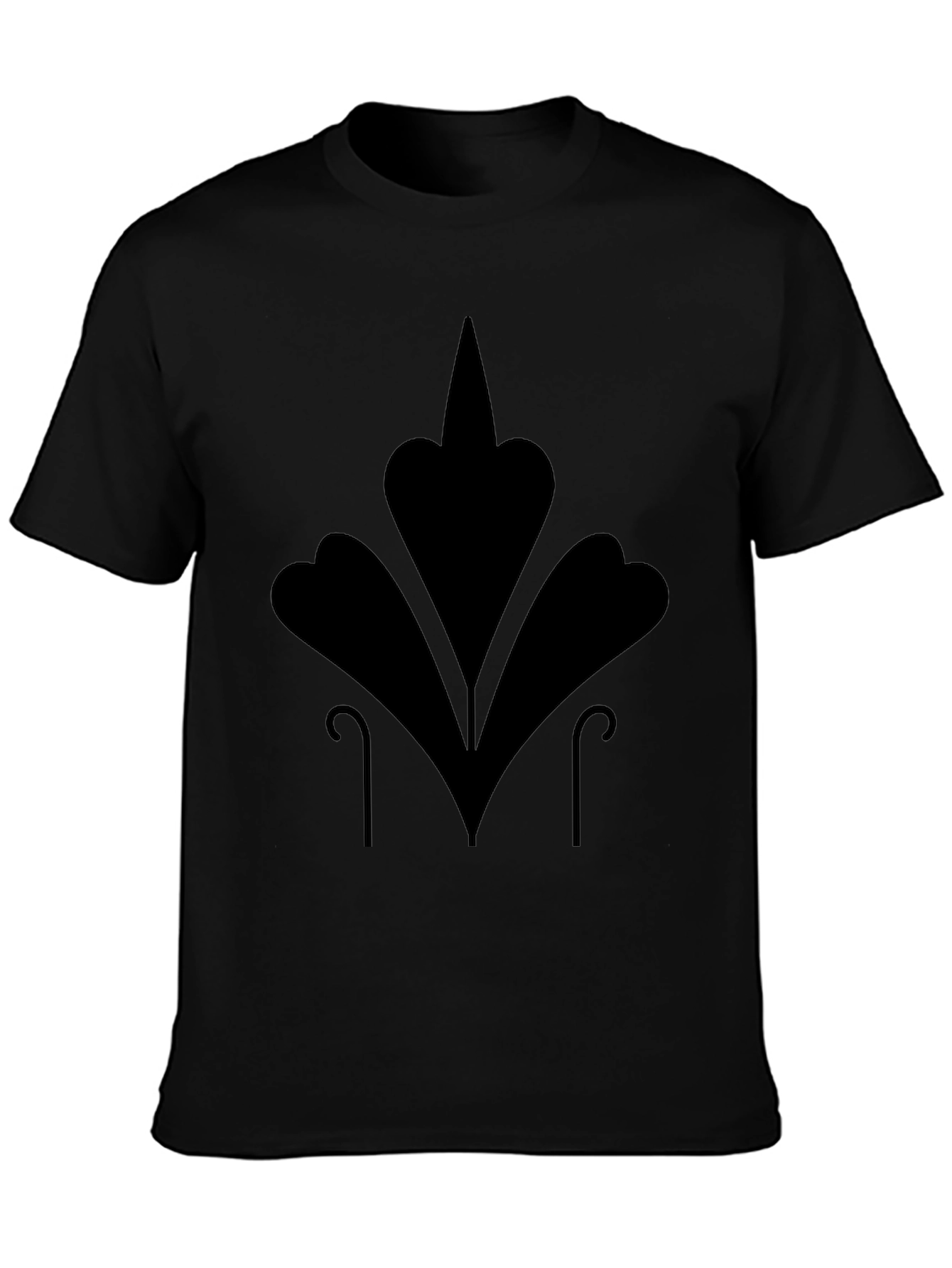 Mens Black T-Shirt with Abstract Floral Design