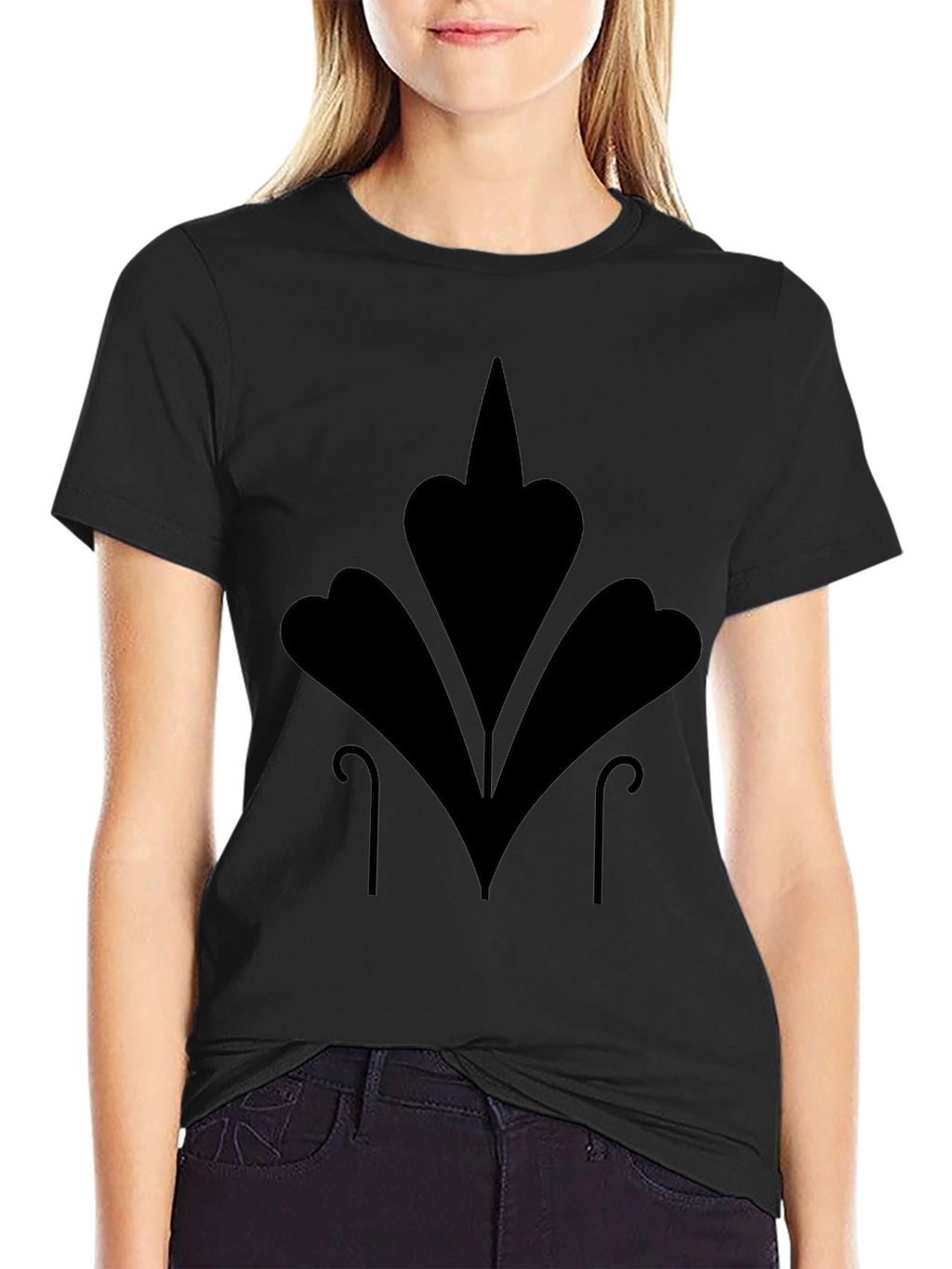 Mens Black T-Shirt with Abstract Floral Design