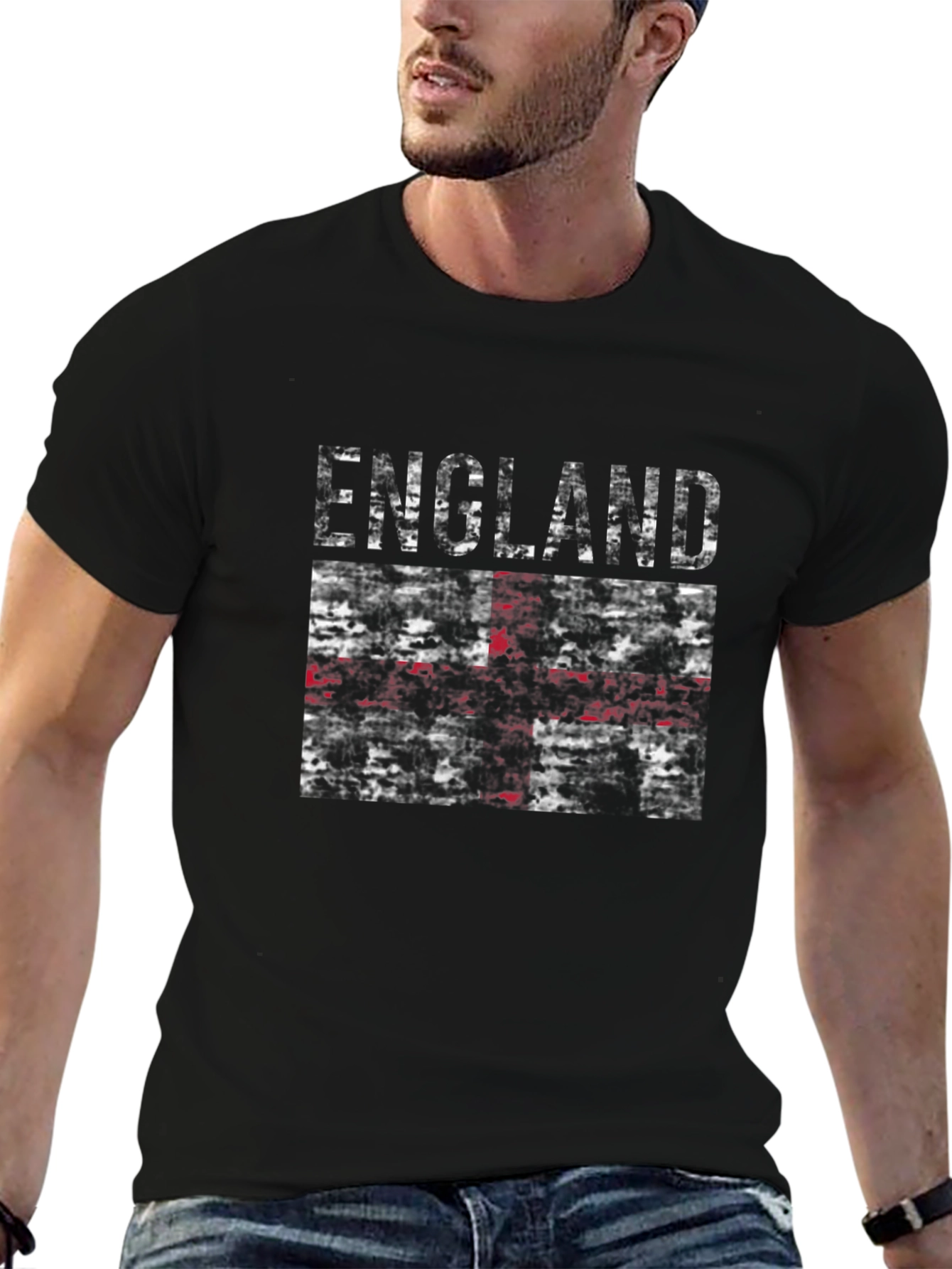England Flag Graphic Black T-Shirt