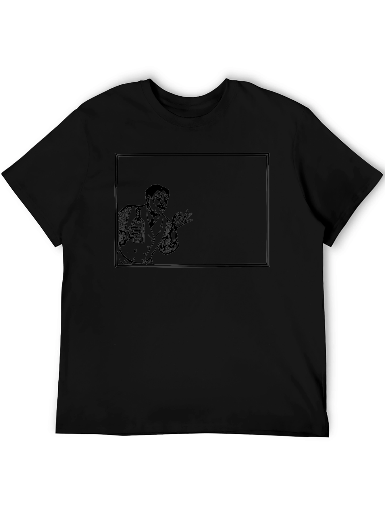 Retro Cartoon Bartender Black T-Shirt
