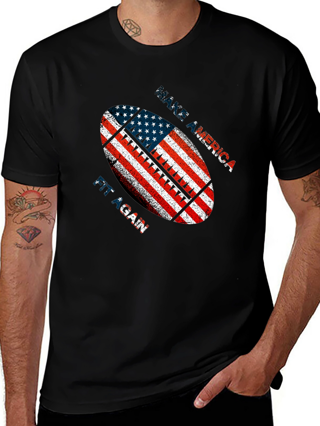 Patriotic American Football Graphic T-Shirt