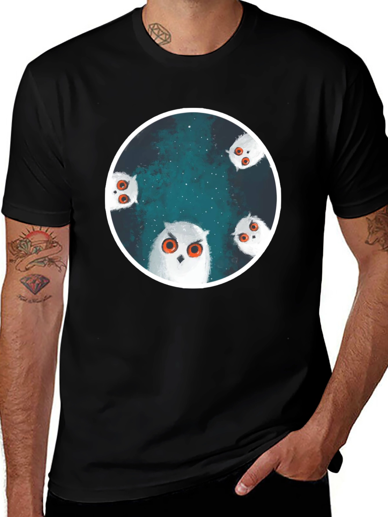 Owl Constellation Graphic Tee - Stylish Black T-Shirt