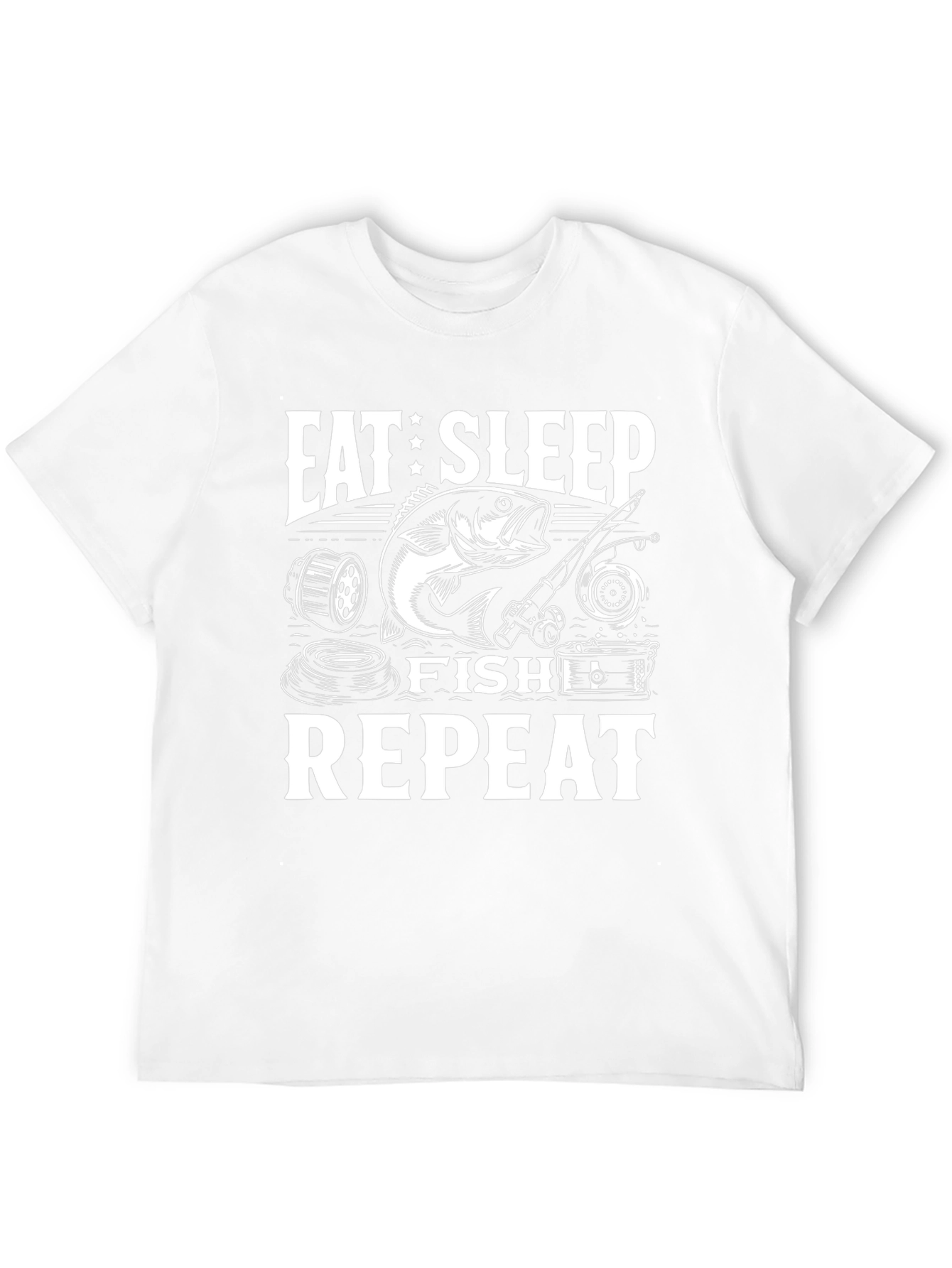 Eat Sleep Fish Repeat Black Graphic Tee
