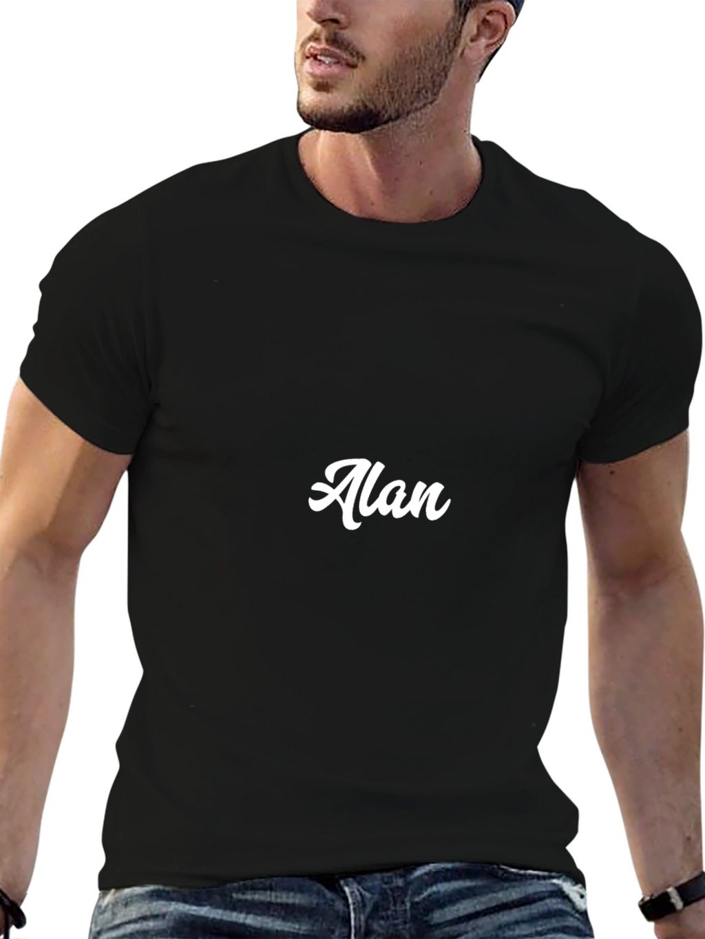 Alan Custom Name Black T-Shirt