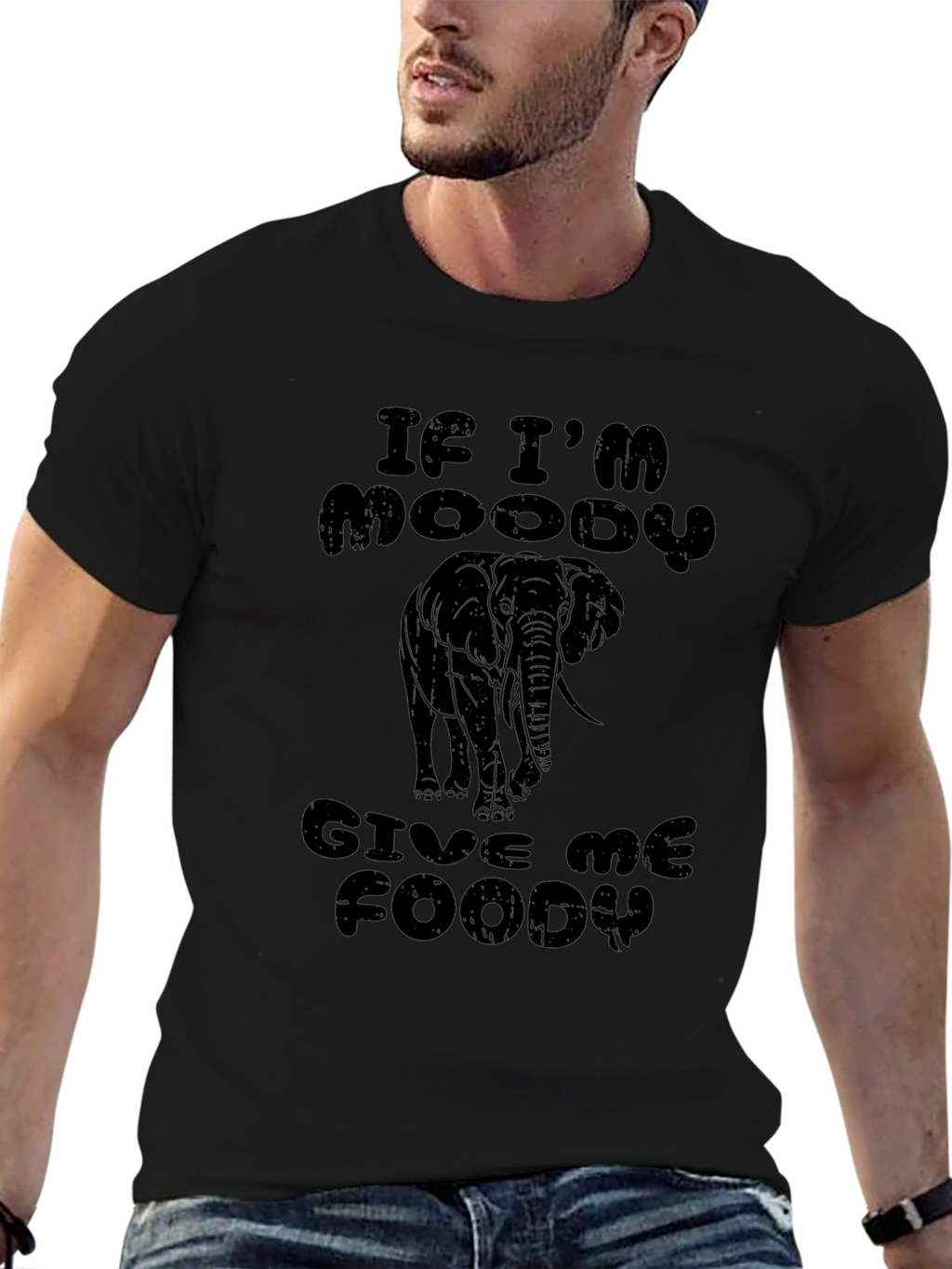 Moody Elephant Graphic Print Mens Tee