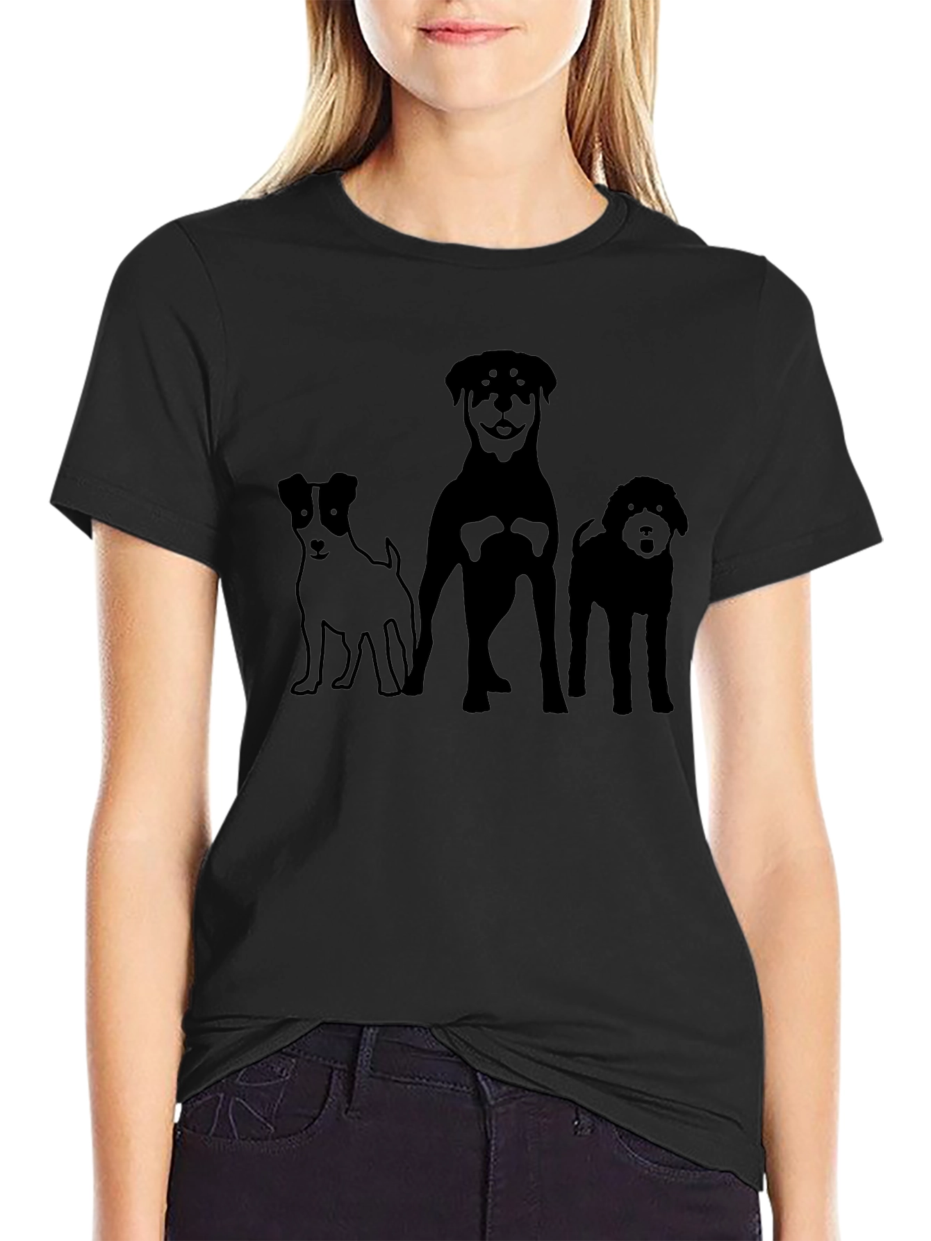 Dog Breed Silhouette Graphic Tee - Black