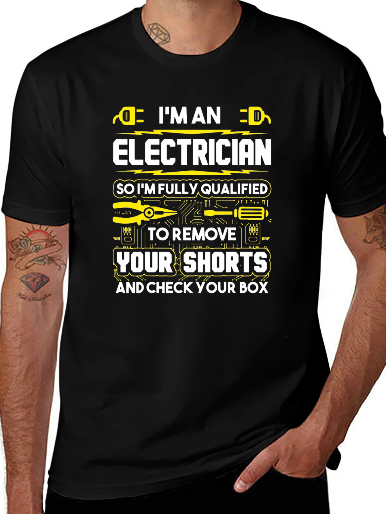 Electrician Humor T-Shirt: Shorts and Box